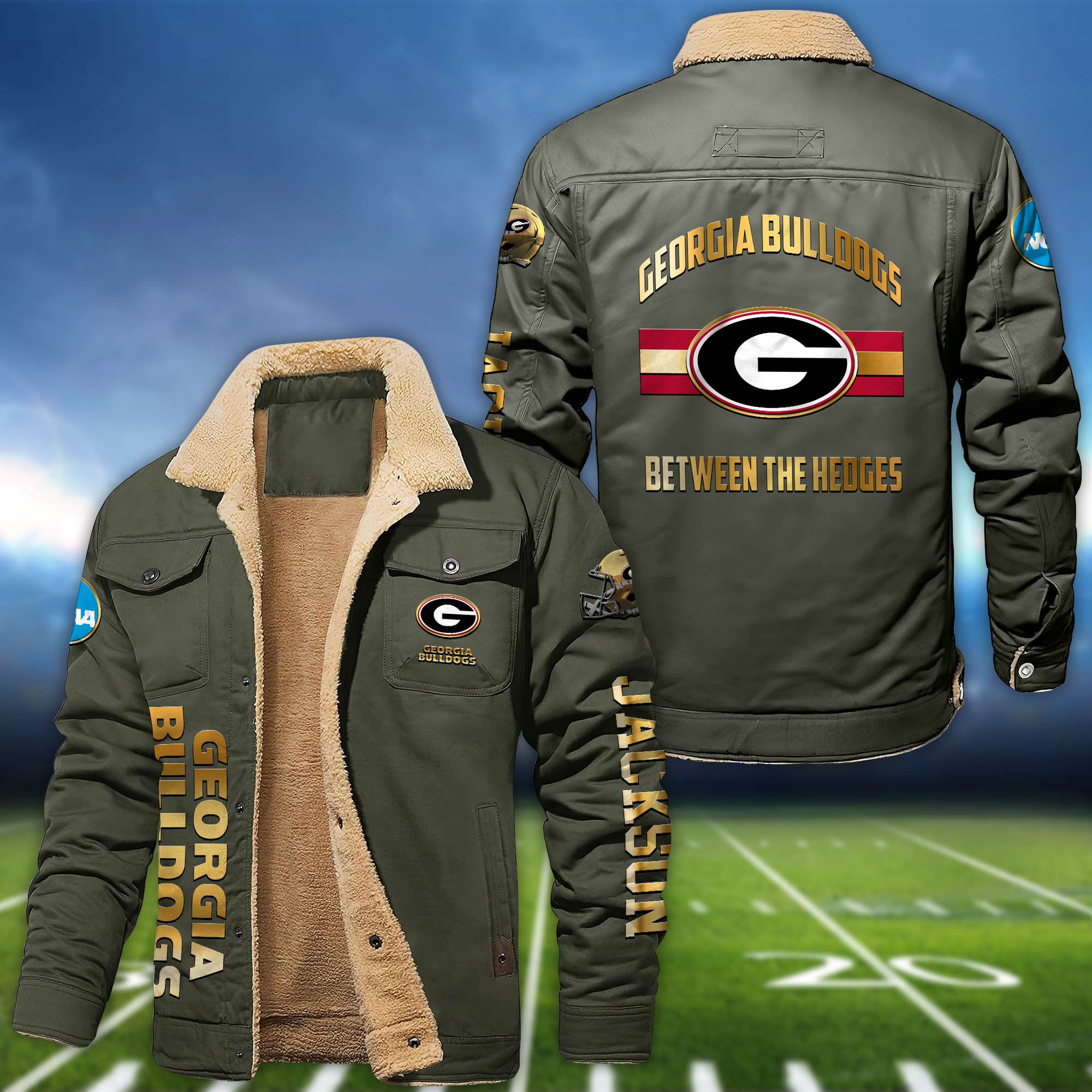 Alternative view of Georgia Bulldogs 2D Fleece Bomber Jacket 2024 Version Personalized Your Name, Sport Jackets, Gifts For Sport Fans ETHY-62794