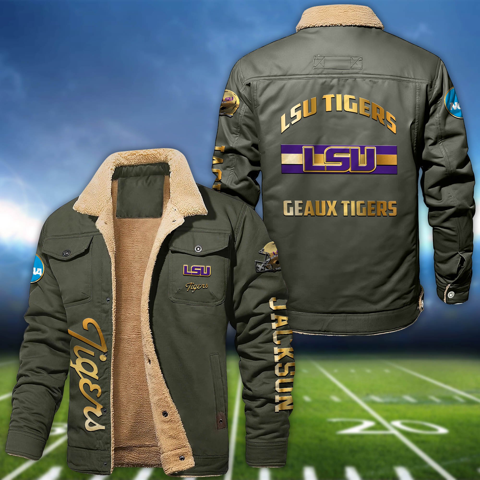Alternative view of LSU TIGERS 2D Fleece Bomber Jacket 2024 Version Personalized Your Name, Sport Jackets, Gifts For Sport Fans ETHY-62794