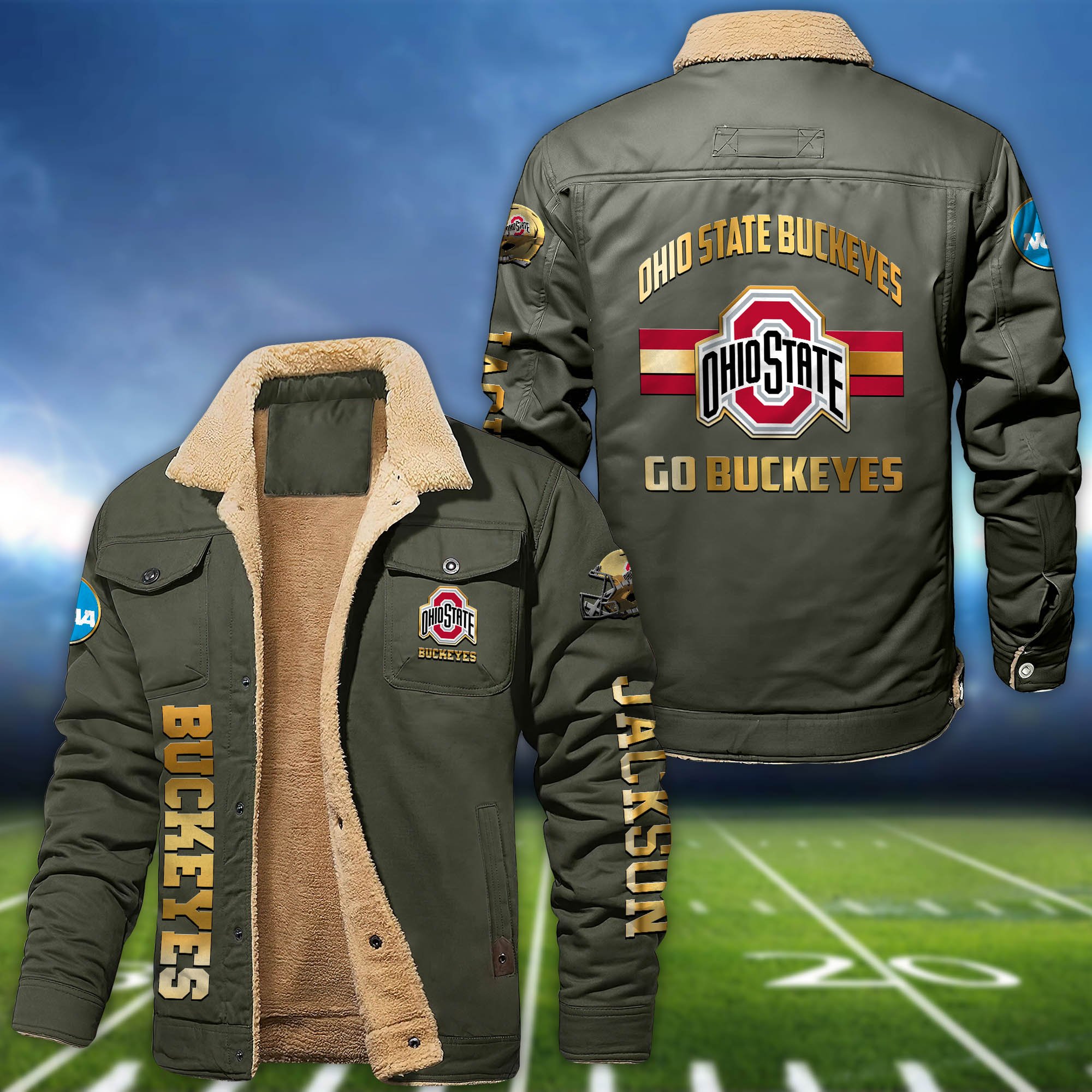 Alternative view of Ohio State Buckeyes 2D Fleece Bomber Jacket 2024 Version Personalized Your Name, Sport Jackets, Gifts For Sport Fans ETHY-62794