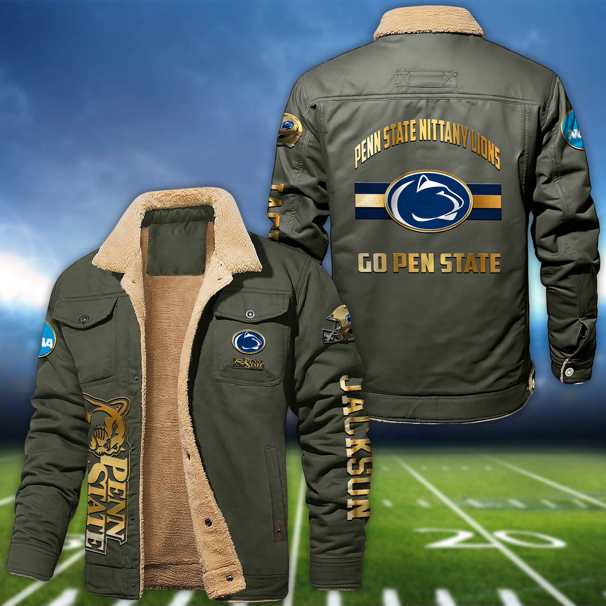 Alternative view of Penn State Nittany Lions 2D Fleece Bomber Jacket 2024 Version Personalized Your Name, Sport Jackets, Gifts For Sport Fans ETHY-62794