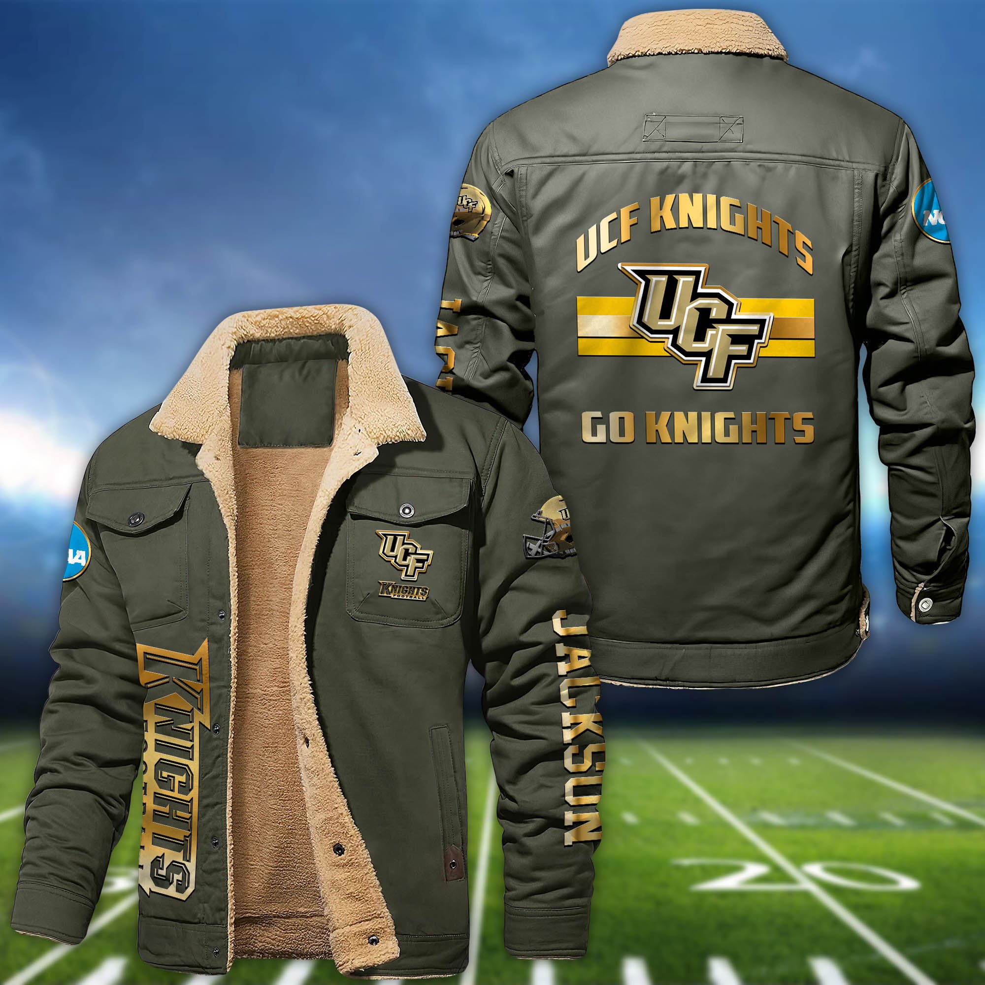 Alternative view of UCF Knights 2D Fleece Bomber Jacket 2024 Version Personalized Your Name, Sport Jackets, Gifts For Sport Fans ETHY-62794