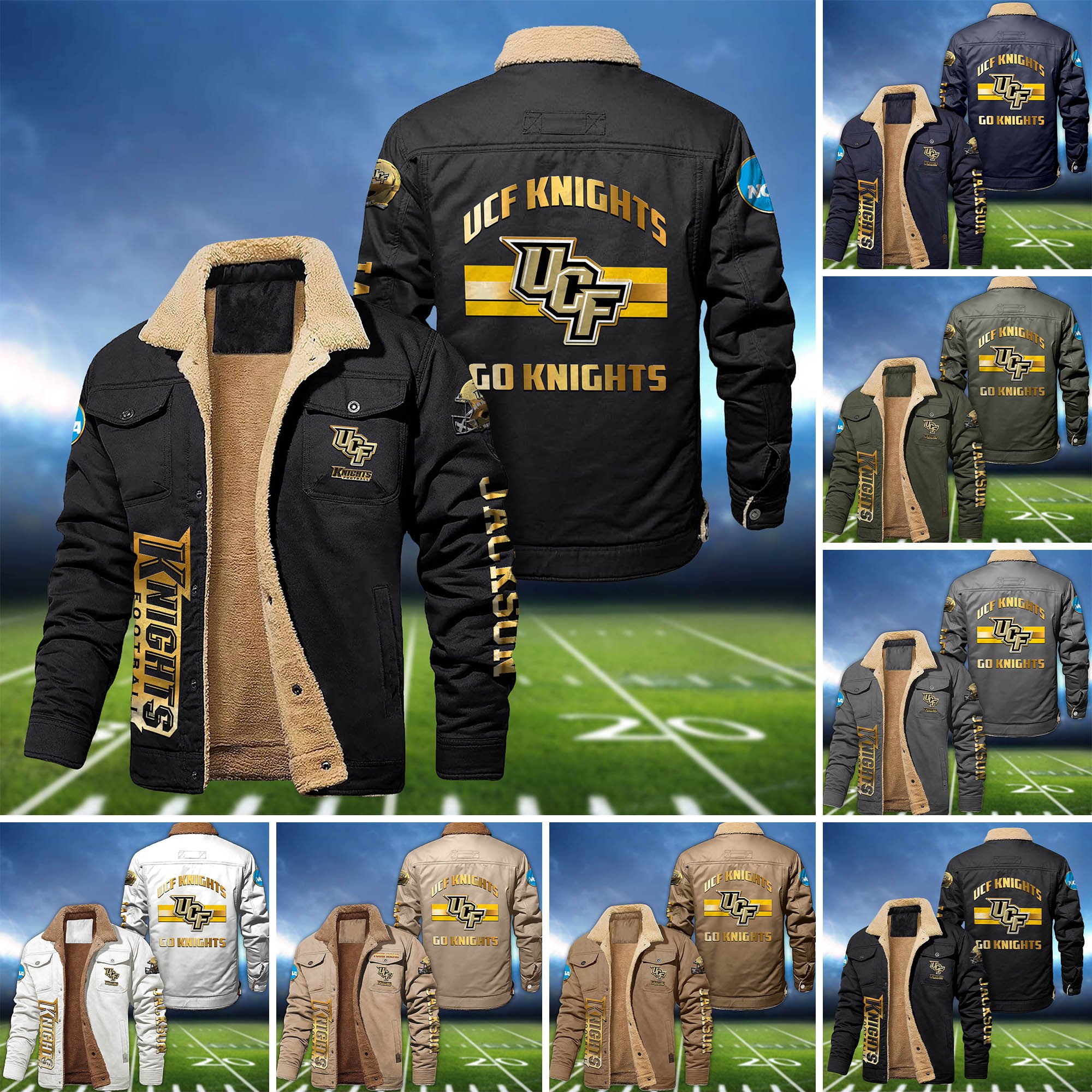 UCF Knights 2D Fleece Bomber Jacket 2024 Version Personalized Your Name, Sport Jackets, Gifts For Sport Fans ETHY-62794