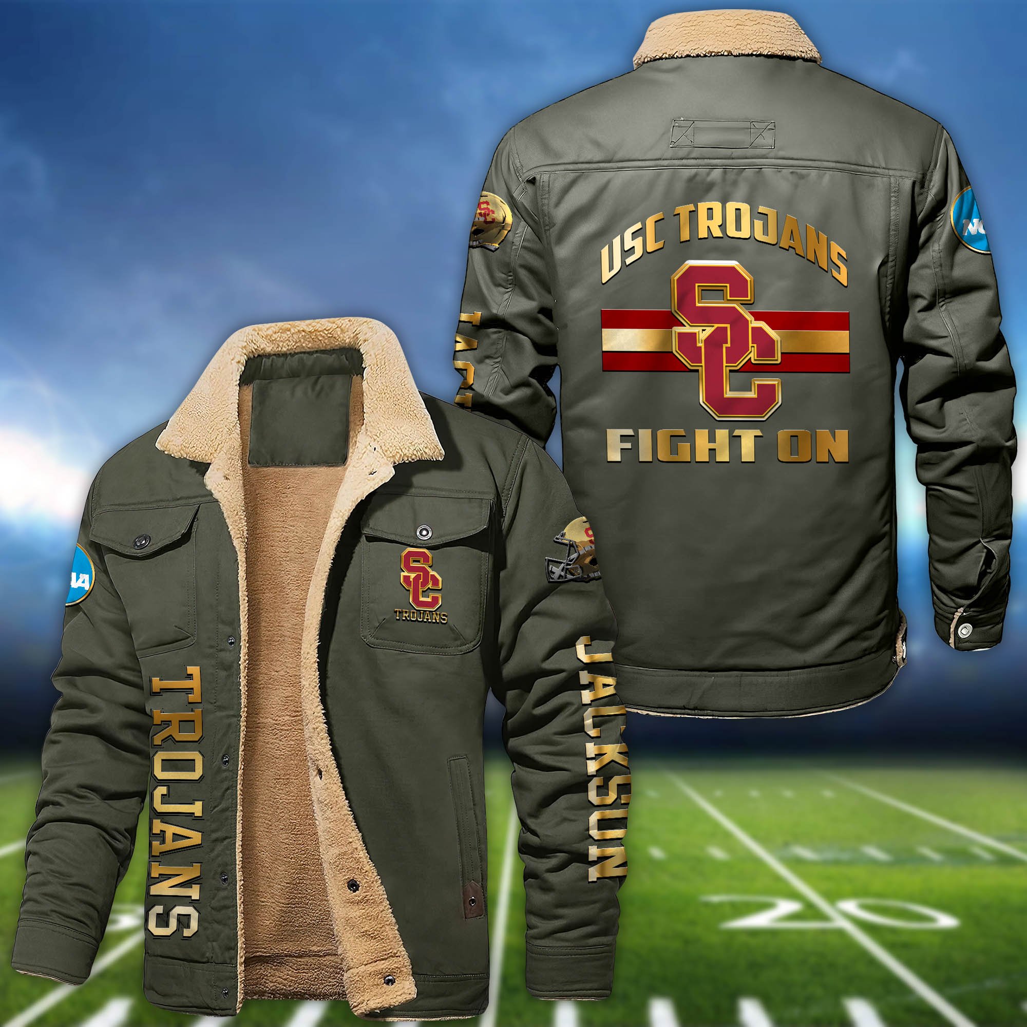 Alternative view of USC Trojans 2D Fleece Bomber Jacket 2024 Version Personalized Your Name, Sport Jackets, Gifts For Sport Fans ETHY-62794