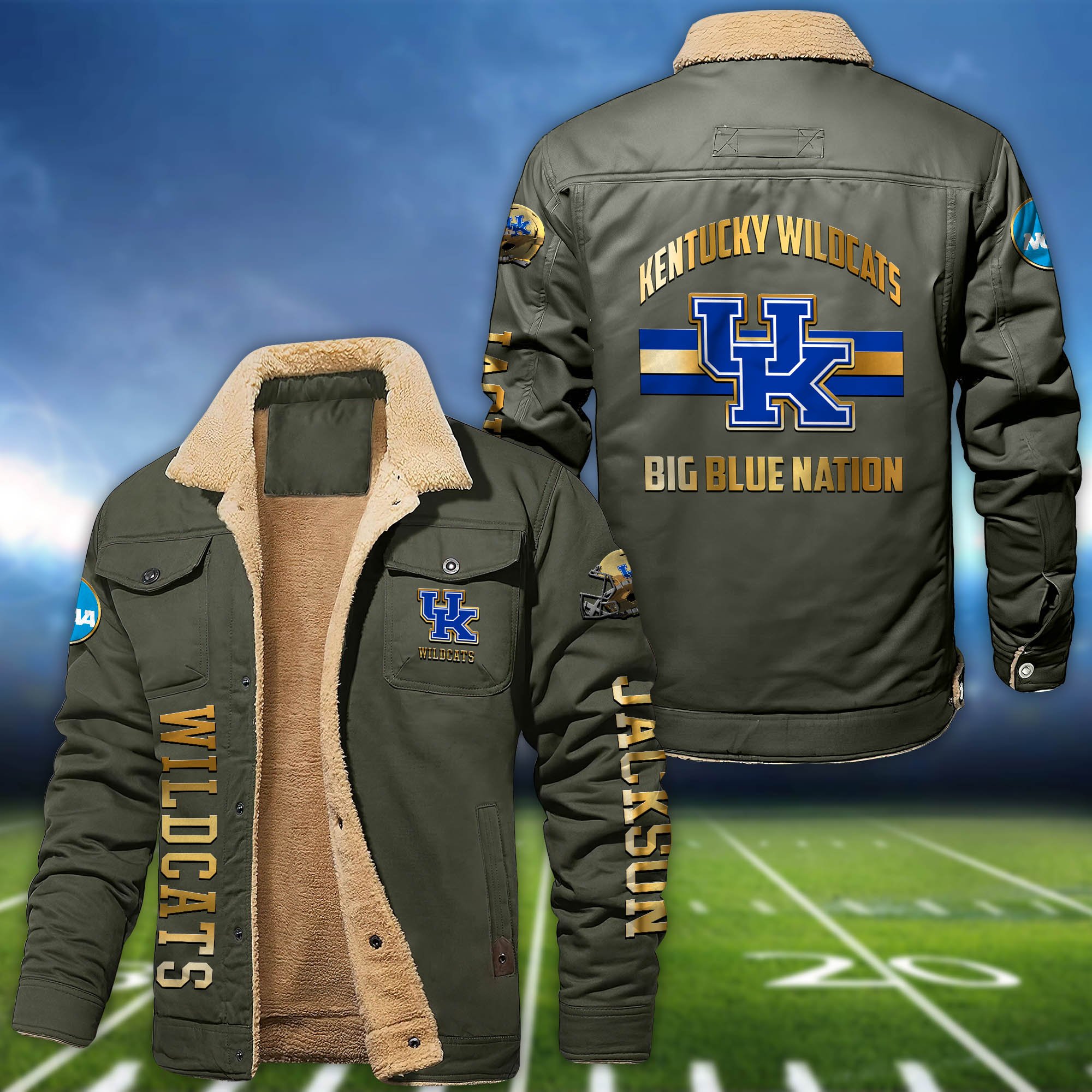 Alternative view of Kentucky Wildcats 2D Fleece Bomber Jacket 2024 Version Personalized Your Name, Sport Jackets, Gifts For Sport Fans ETHY-62794