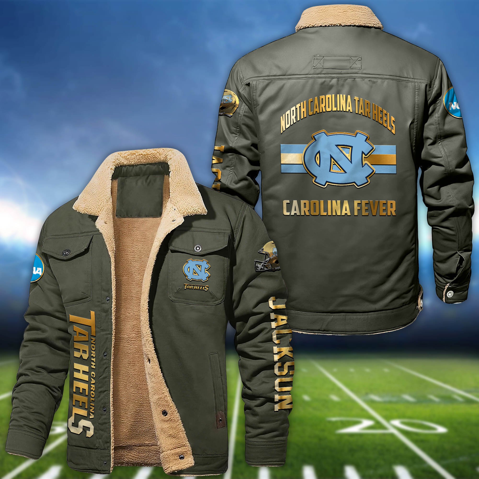 Alternative view of North Carolina Tar Heels 2D Fleece Bomber Jacket 2024 Version Personalized Your Name, Sport Jackets, Gifts For Sport Fans ETHY-62794