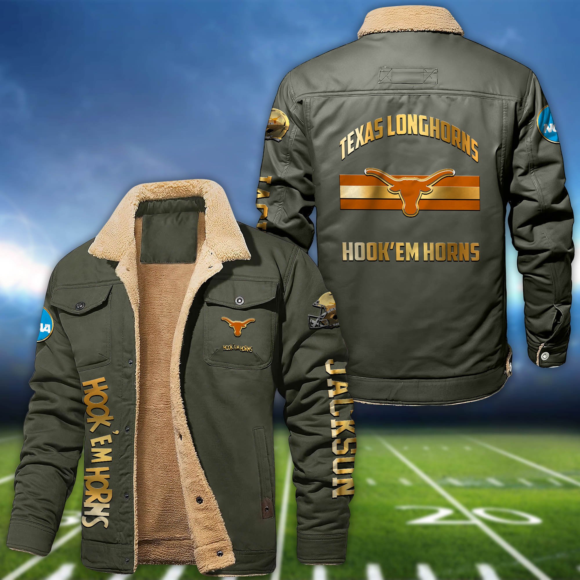 Alternative view of Texas Longhorns 2D Fleece Bomber Jacket 2024 Version Personalized Your Name, Sport Jackets, Gifts For Sport Fans ETHY-62794