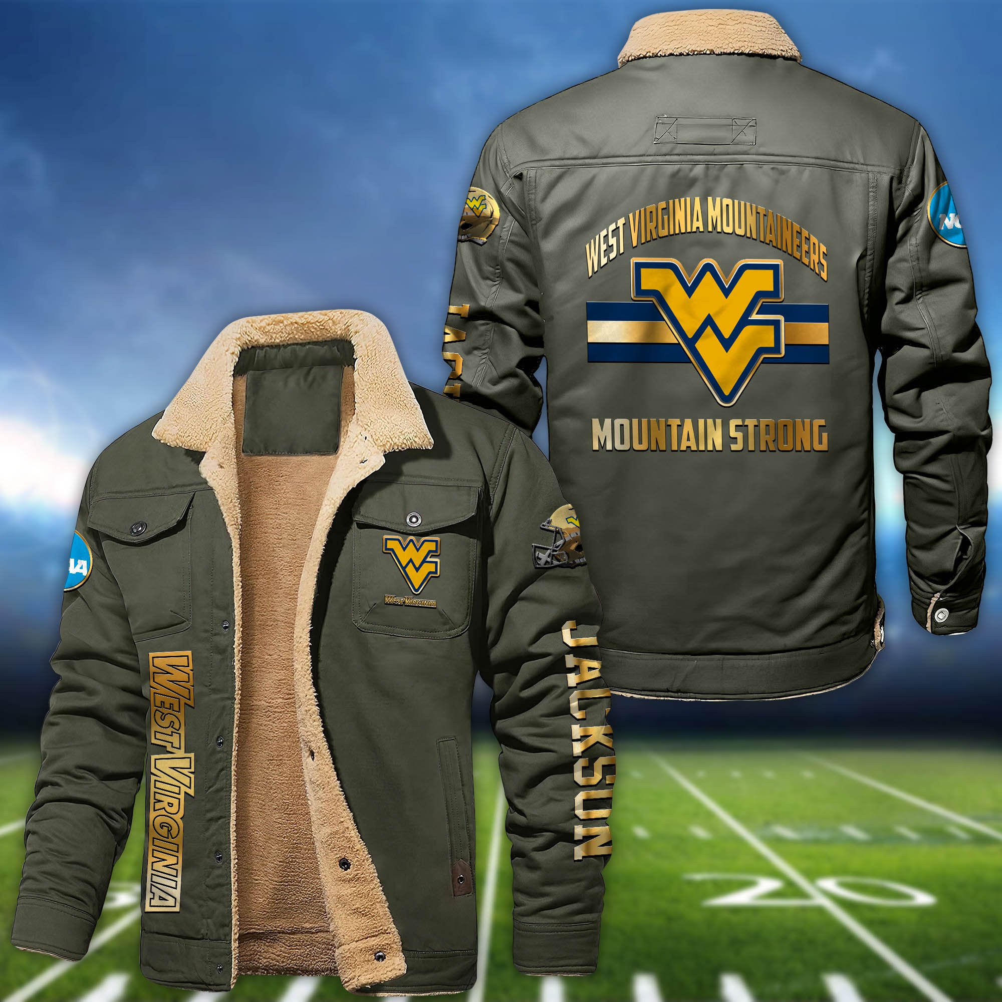 Alternative view of West Virginia Mountaineers 2D Fleece Bomber Jacket 2024 Version Personalized Your Name, Sport Jackets, Gifts For Sport Fans ETHY-62794