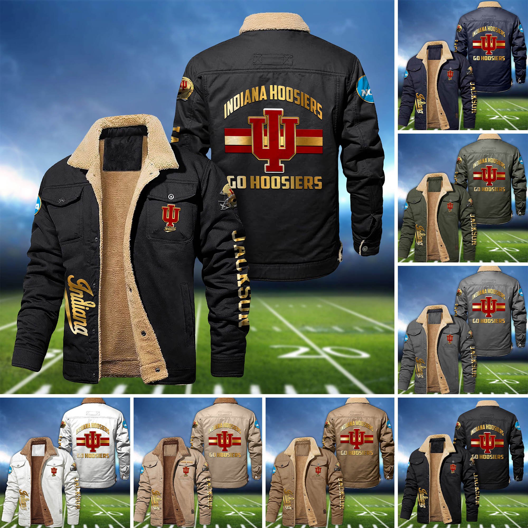 Indiana Hoosiers 2D Fleece Bomber Jacket 2024 Version Personalized Your Name, Sport Jackets, Gifts For Sport Fans ETHY-62794