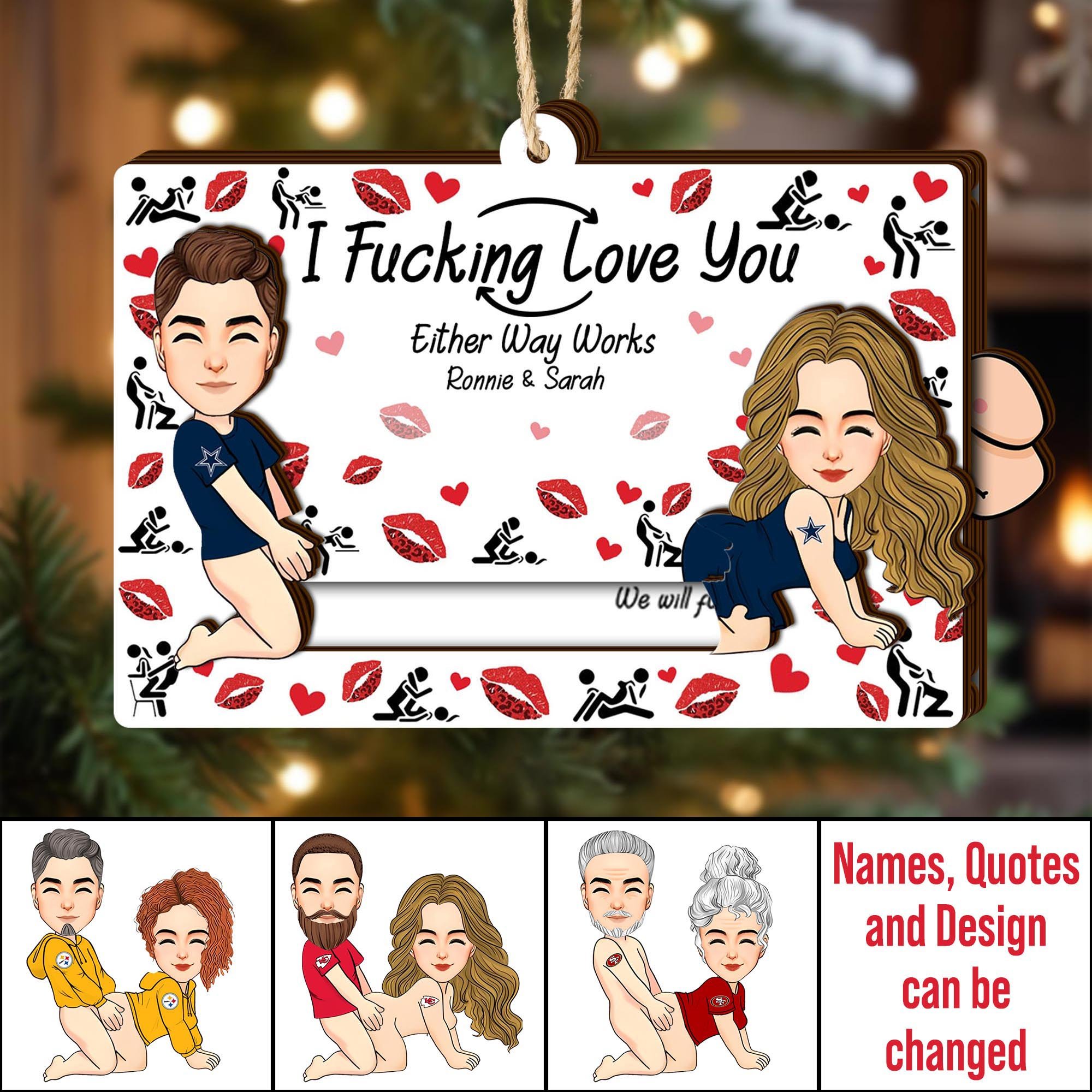 Couple - I Fucking Love You - Personalized Wooden Slider Ornament, Funny Couple Gifts ETRG-62785