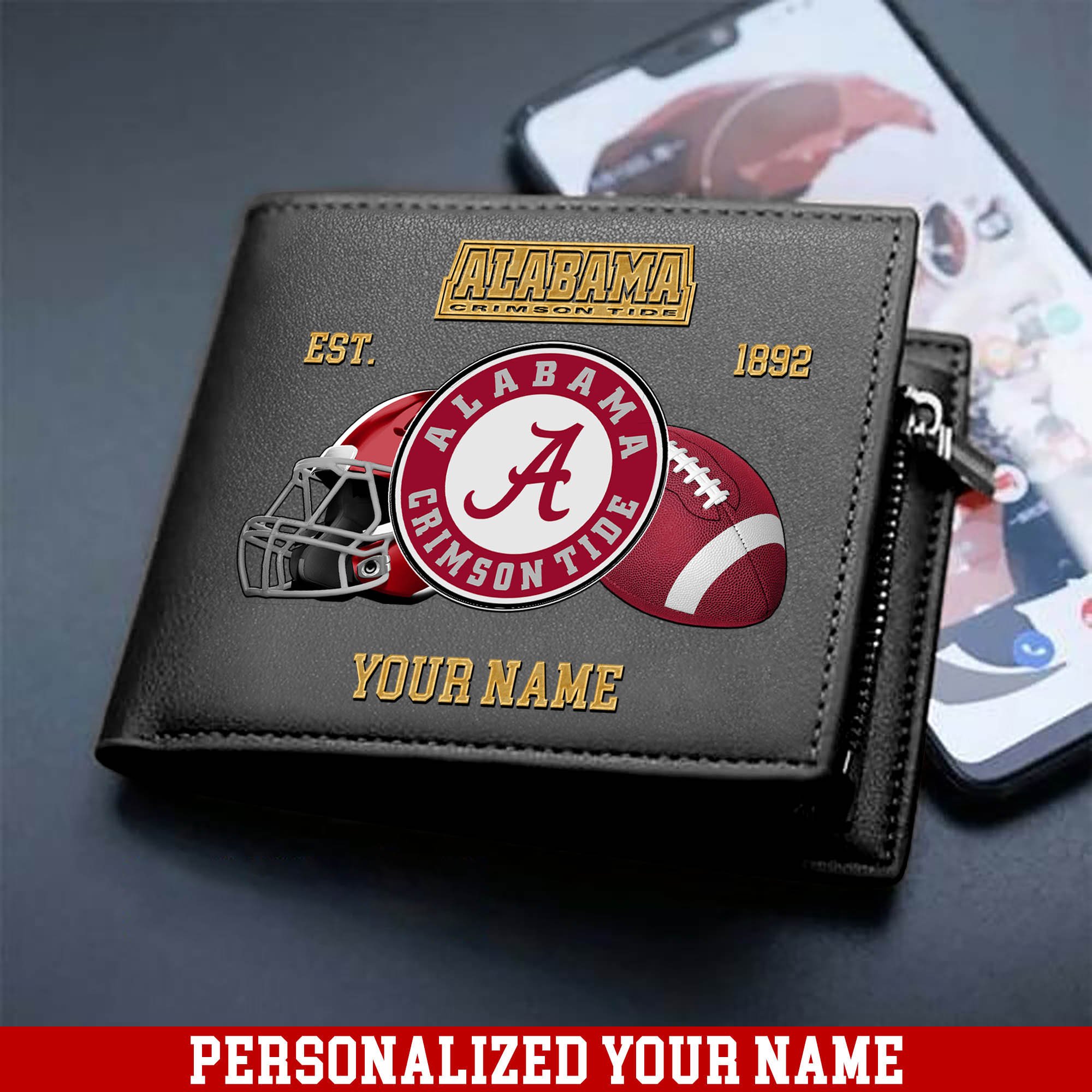 Alternative view of Alabama Crimson Tide Men Wallet 2024 Version Personalized Your Name, Football Men Wallet For Fans, Gift For Football Lovers ETHY-54889