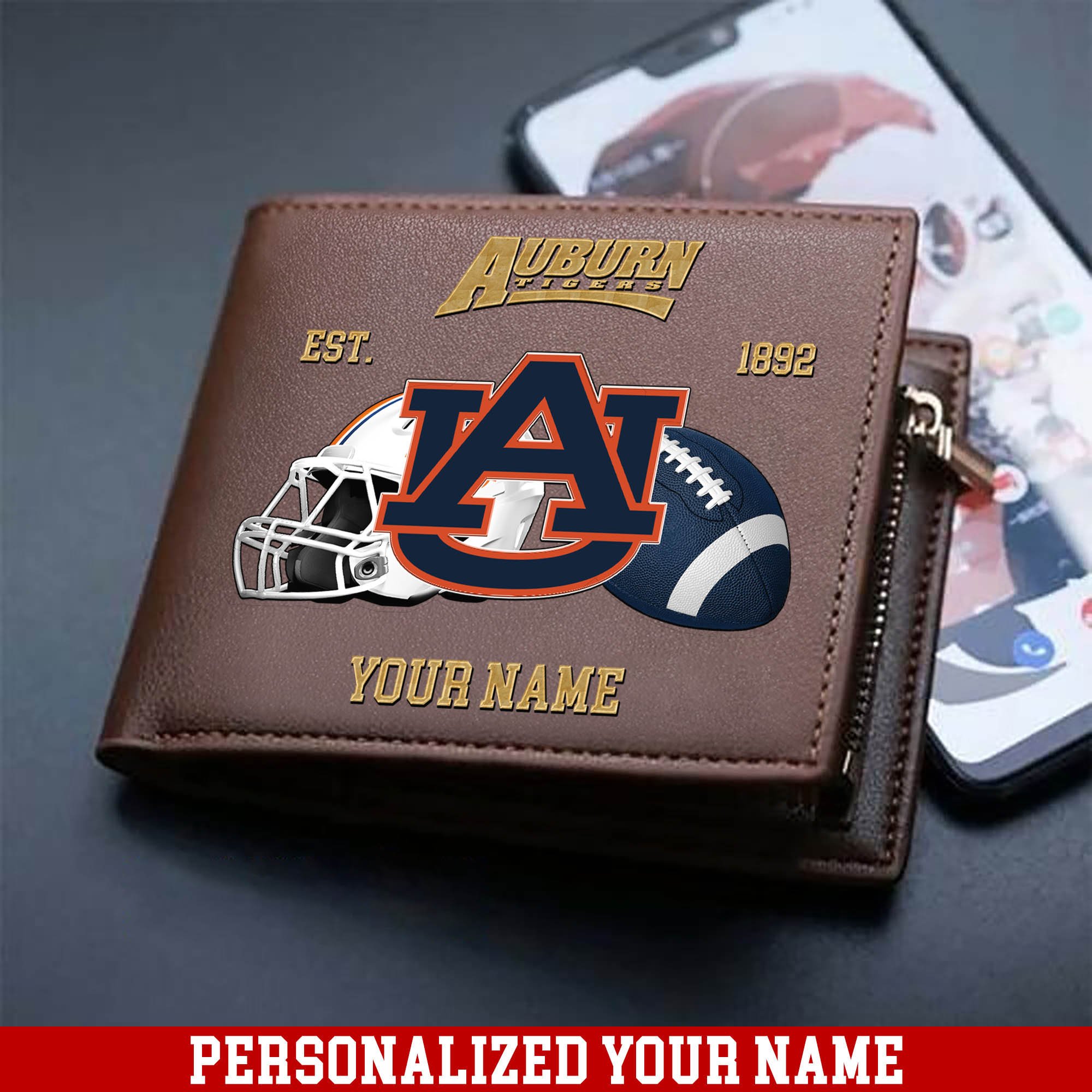 Auburn Tigers Men Wallet 2024 Version Personalized Your Name, Football Men Wallet For Fans, Gift For Football Lovers ETHY-54889
