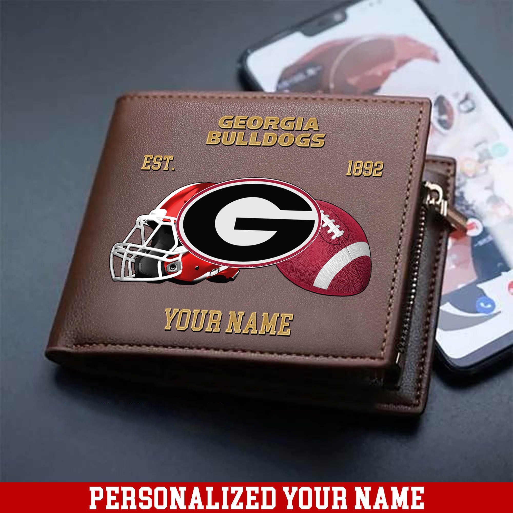 Georgia Bulldogs Men Wallet 2024 Version Personalized Your Name, Football Men Wallet For Fans, Gift For Football Lovers ETHY-54889