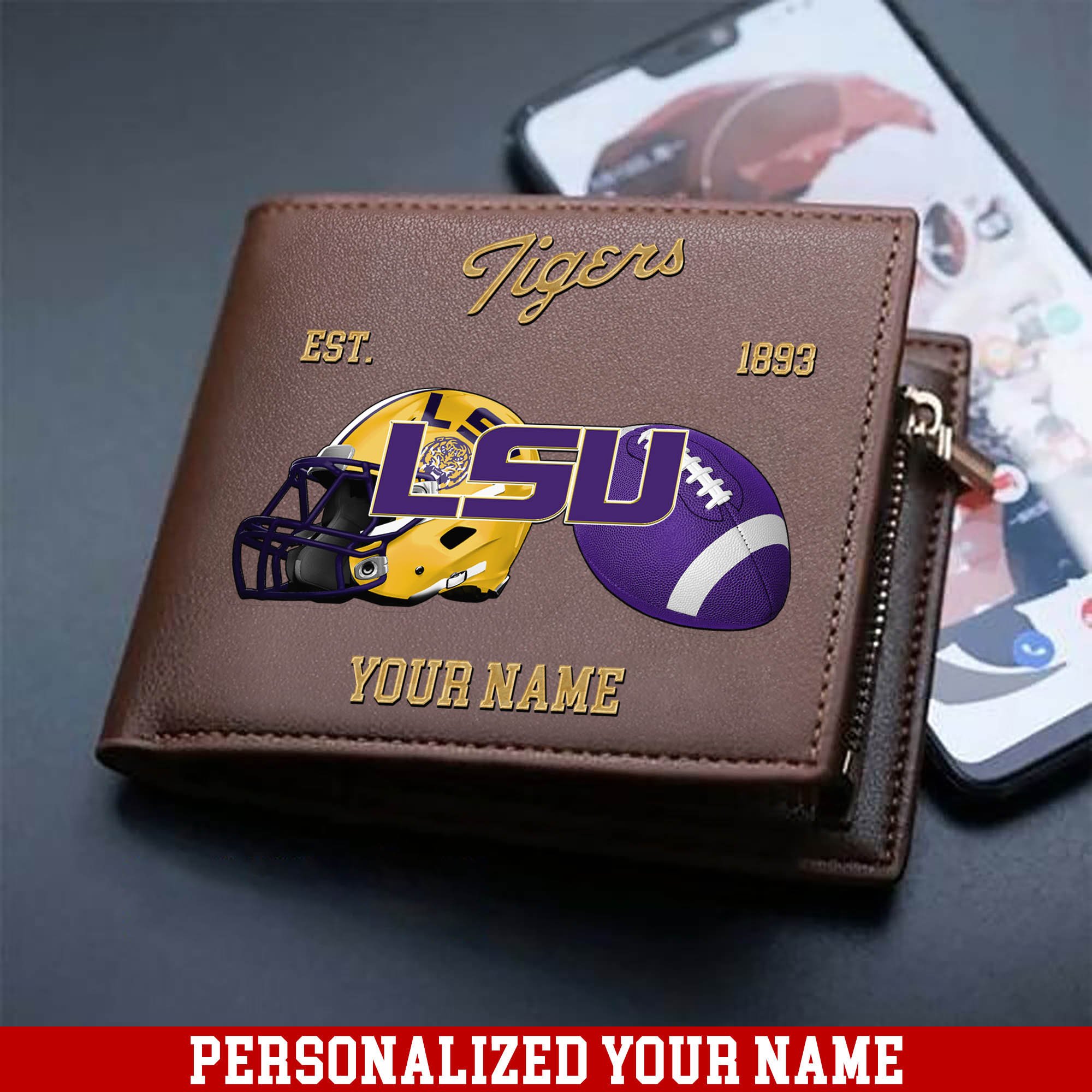 LSU TIGERS Men Wallet 2024 Version Personalized Your Name, Football Men Wallet For Fans, Gift For Football Lovers ETHY-54889