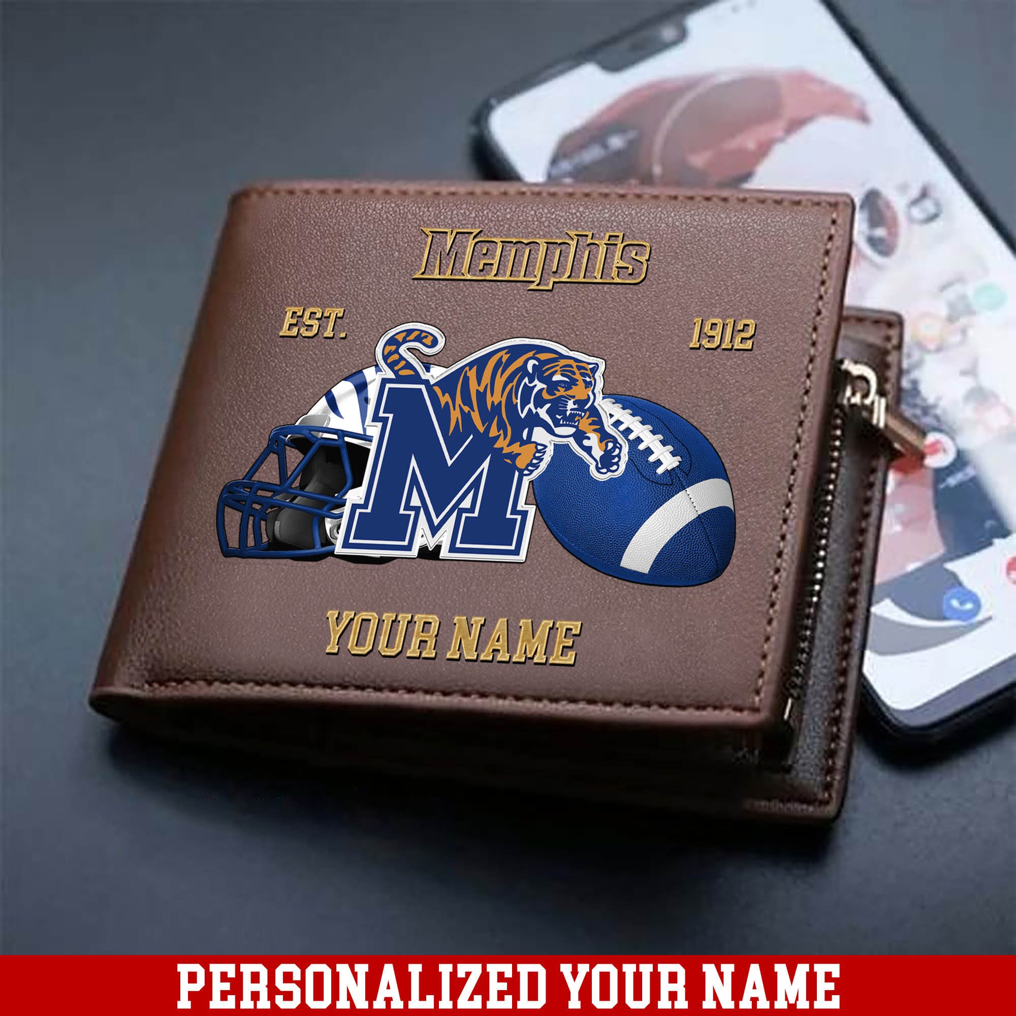Memphis Tigers Men Wallet 2024 Version Personalized Your Name, Football Men Wallet For Fans, Gift For Football Lovers ETHY-54889