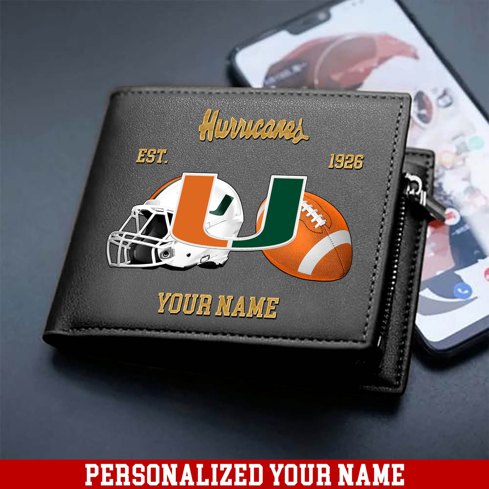 Alternative view of Miami Hurricanes Men Wallet 2024 Version Personalized Your Name, Football Men Wallet For Fans, Gift For Football Lovers ETHY-54889