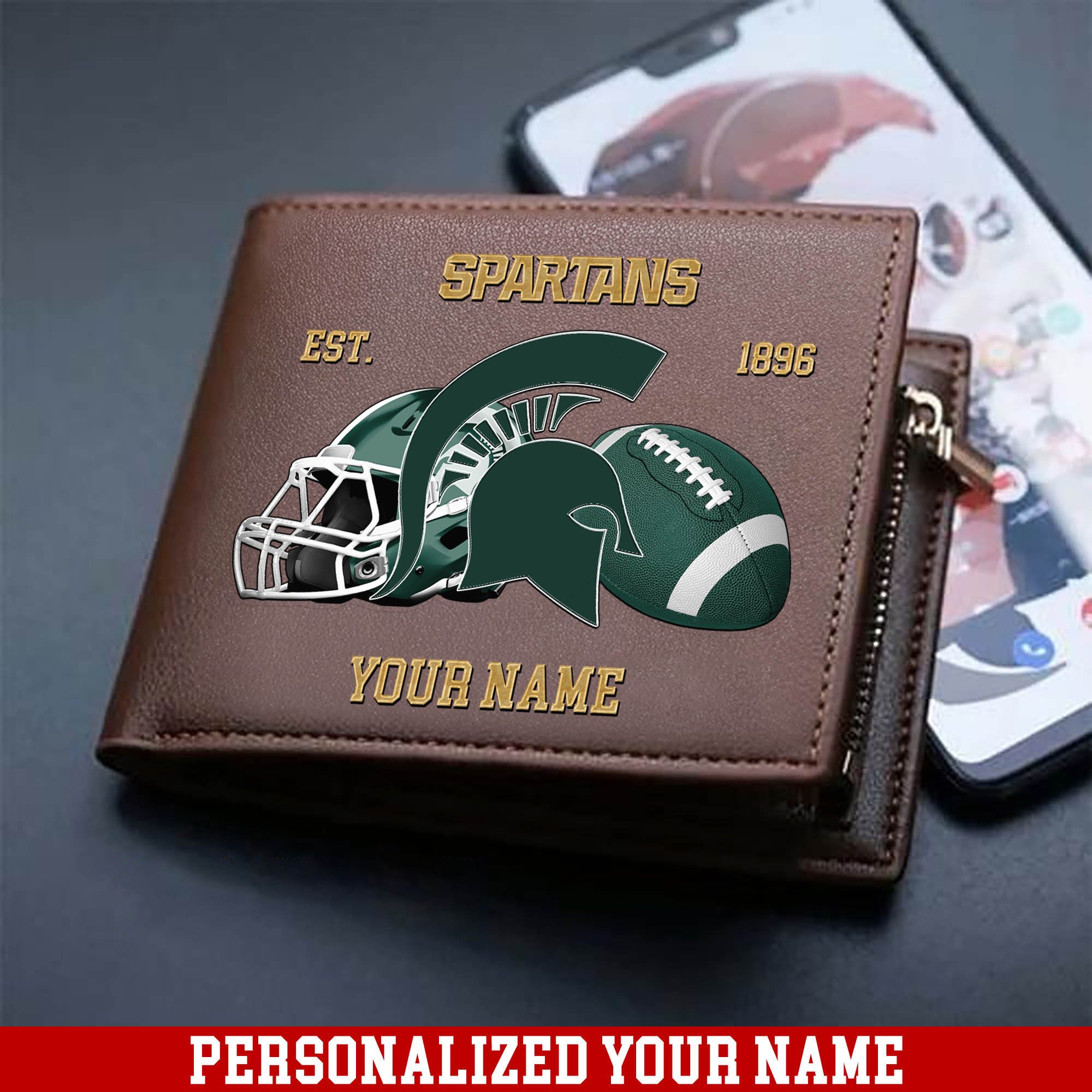 Michigan State Spartans Men Wallet 2024 Version Personalized Your Name, Football Men Wallet For Fans, Gift For Football Lovers ETHY-54889