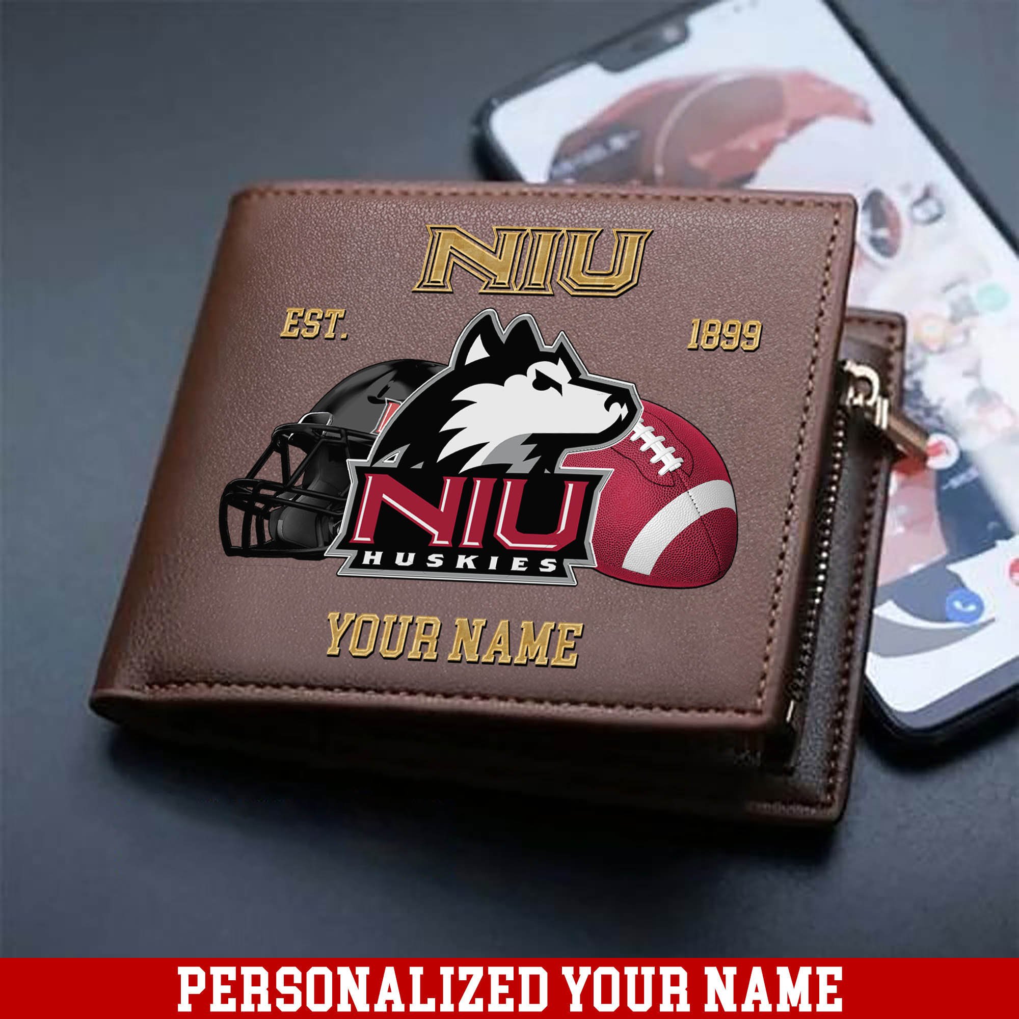 Northern Illinois Huskies Men Wallet 2024 Version Personalized Your Name, Football Men Wallet For Fans, Gift For Football Lovers ETHY-54889