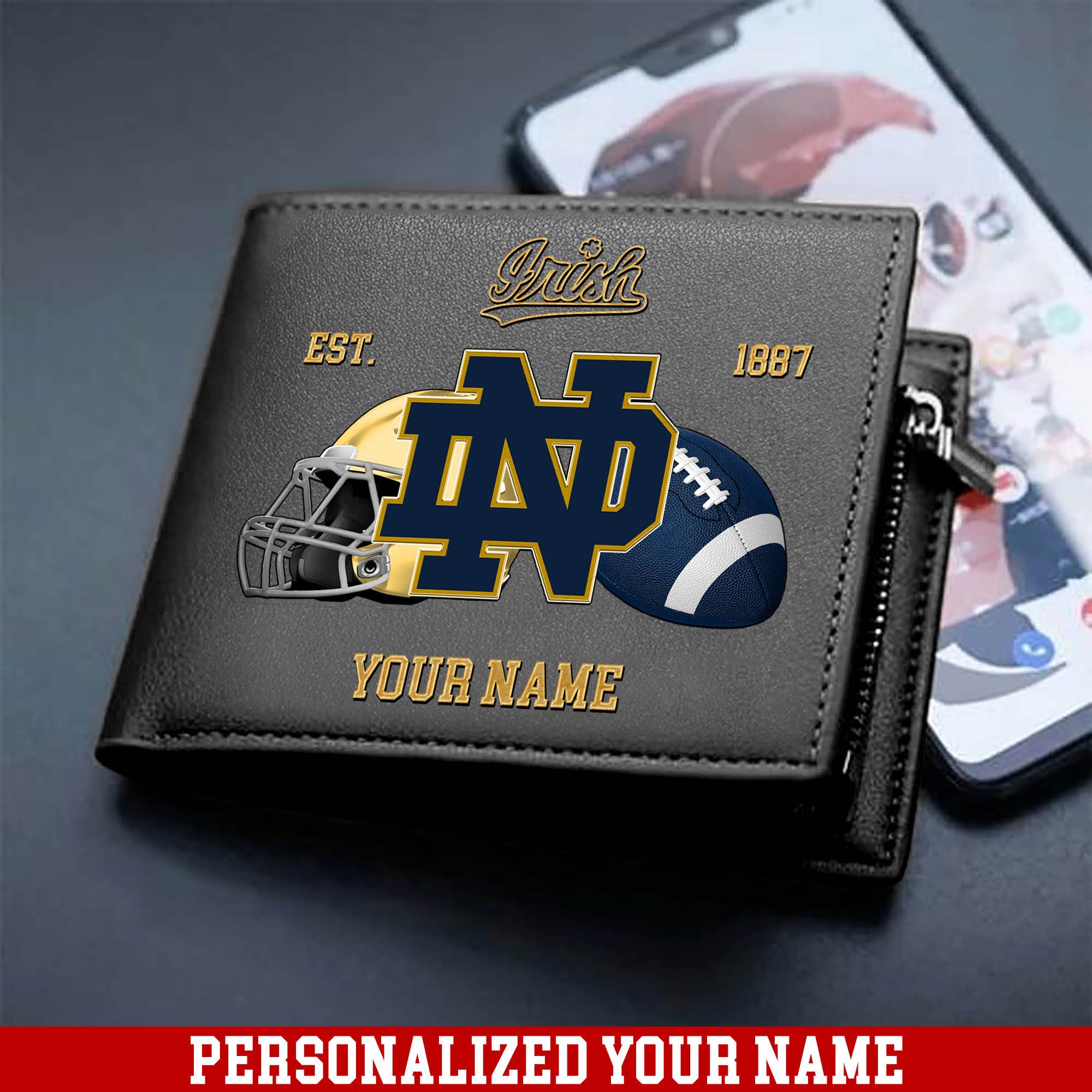Alternative view of Notre Dame Fighting Irish Men Wallet 2024 Version Personalized Your Name, Football Men Wallet For Fans, Gift For Football Lovers ETHY-54889