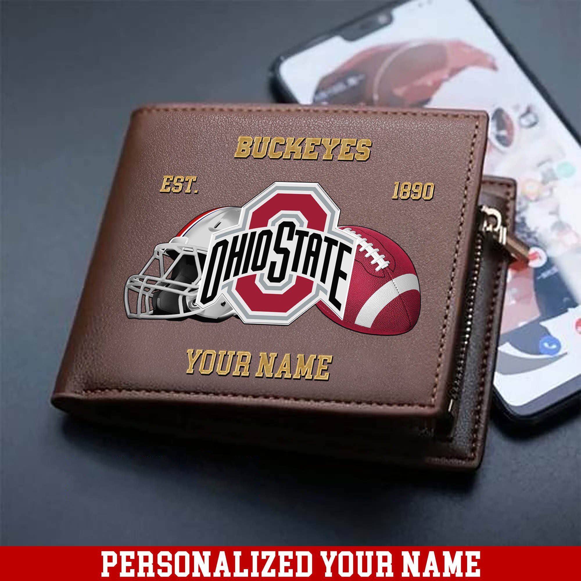 Ohio State Buckeyes Men Wallet 2024 Version Personalized Your Name, Football Men Wallet For Fans, Gift For Football Lovers ETHY-54889