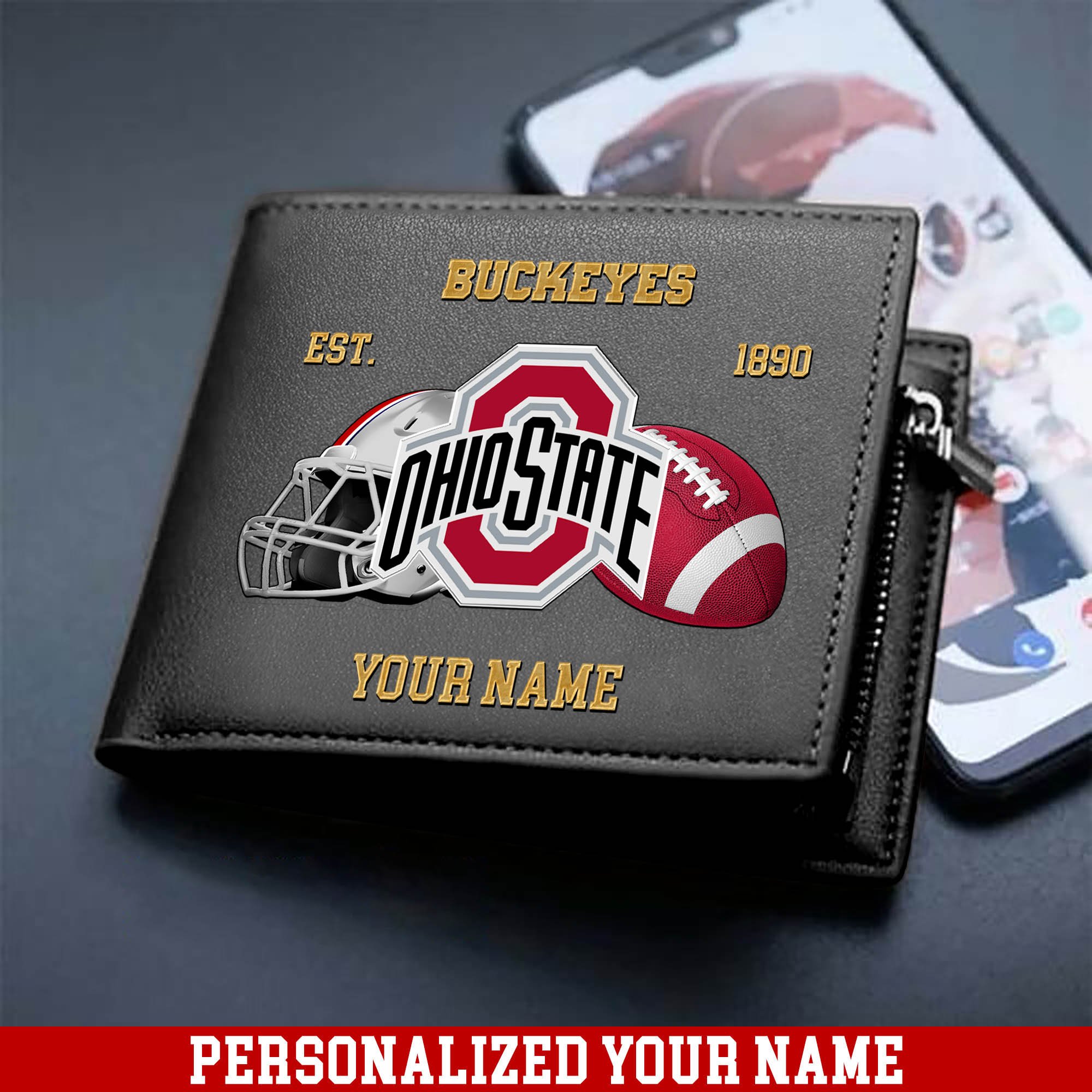 Alternative view of Ohio State Buckeyes Men Wallet 2024 Version Personalized Your Name, Football Men Wallet For Fans, Gift For Football Lovers ETHY-54889
