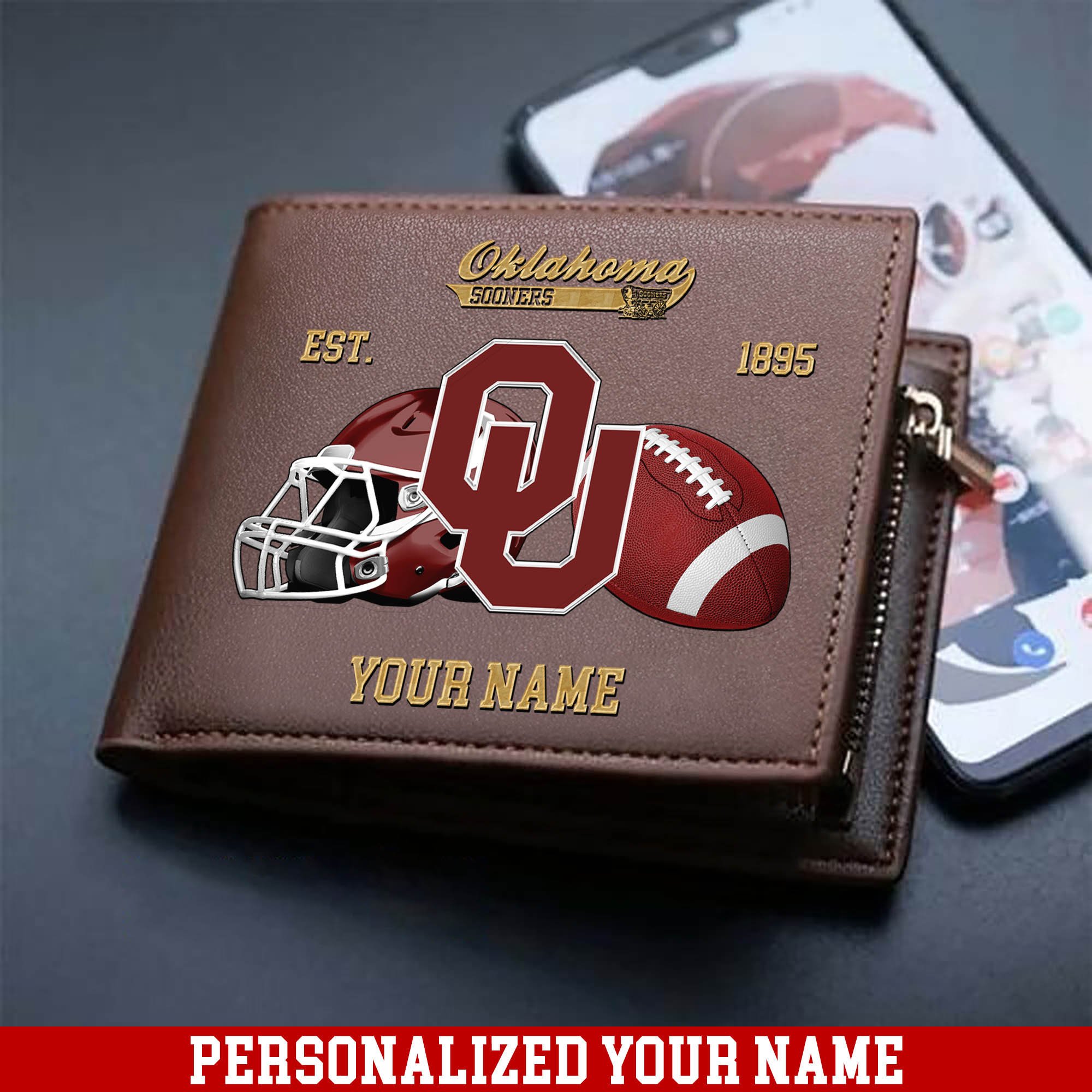 Oklahoma Sooners Men Wallet 2024 Version Personalized Your Name, Football Men Wallet For Fans, Gift For Football Lovers ETHY-54889