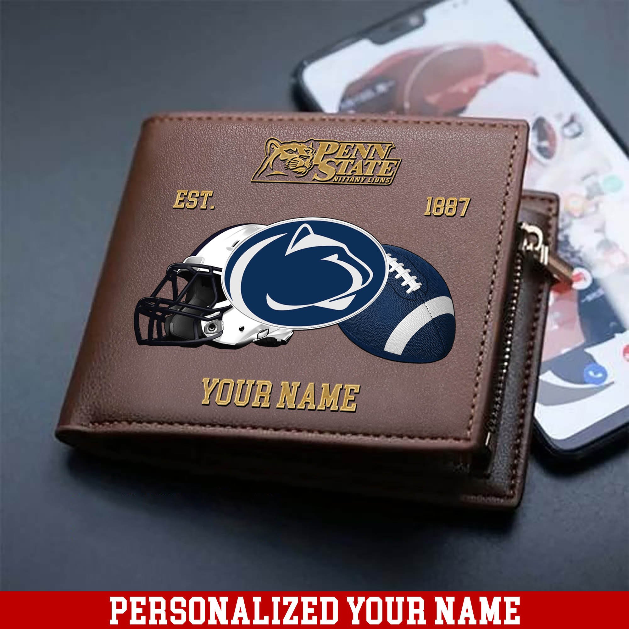 Penn State Nittany Lions Men Wallet 2024 Version Personalized Your Name, Football Men Wallet For Fans, Gift For Football Lovers ETHY-54889