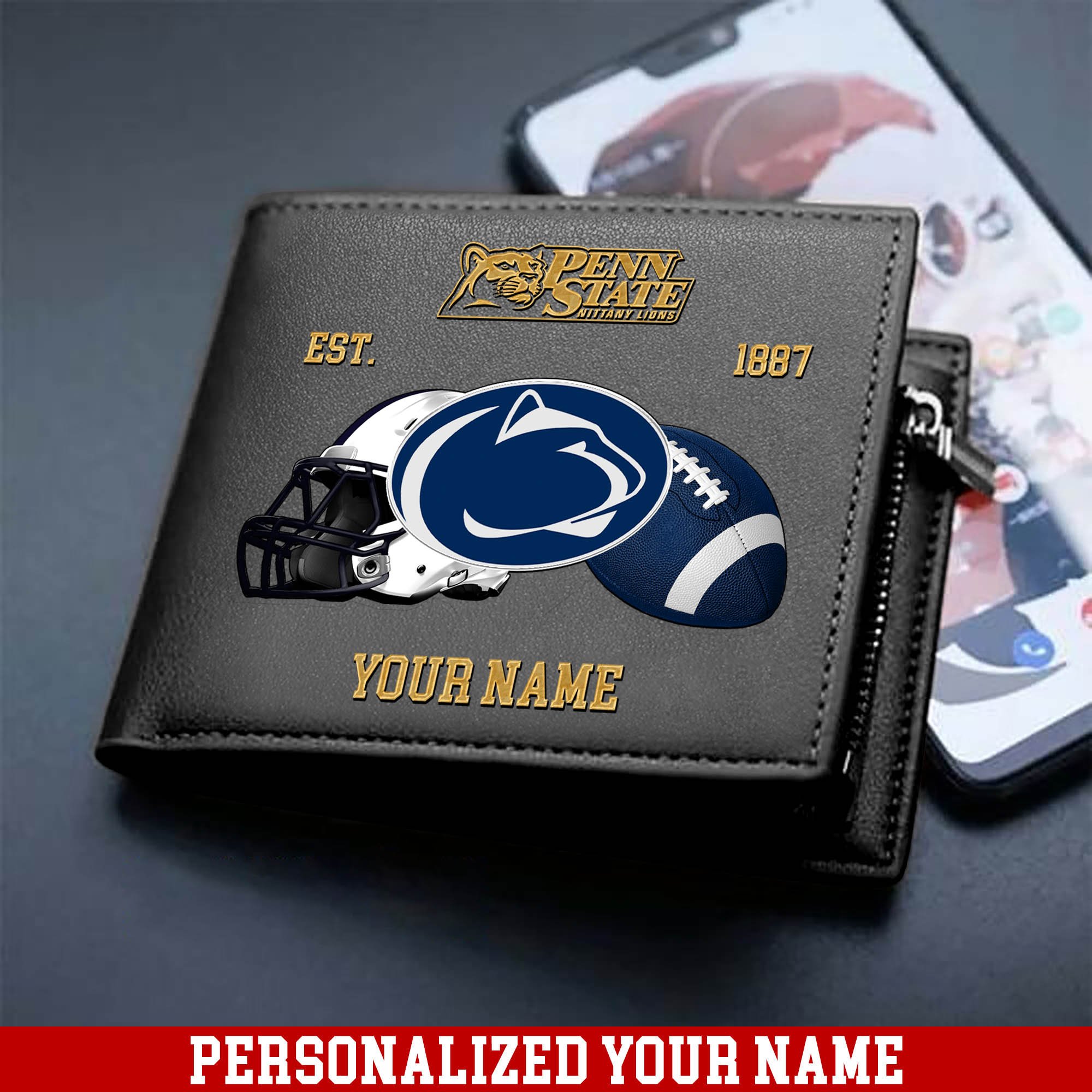Alternative view of Penn State Nittany Lions Men Wallet 2024 Version Personalized Your Name, Football Men Wallet For Fans, Gift For Football Lovers ETHY-54889