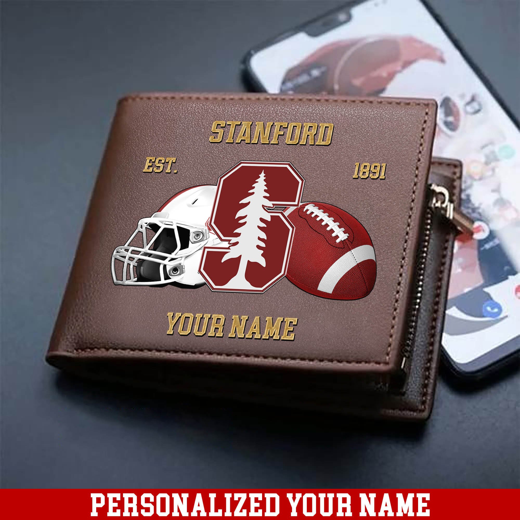 Stanford Cardinal Men Wallet 2024 Version Personalized Your Name, Football Men Wallet For Fans, Gift For Football Lovers ETHY-54889