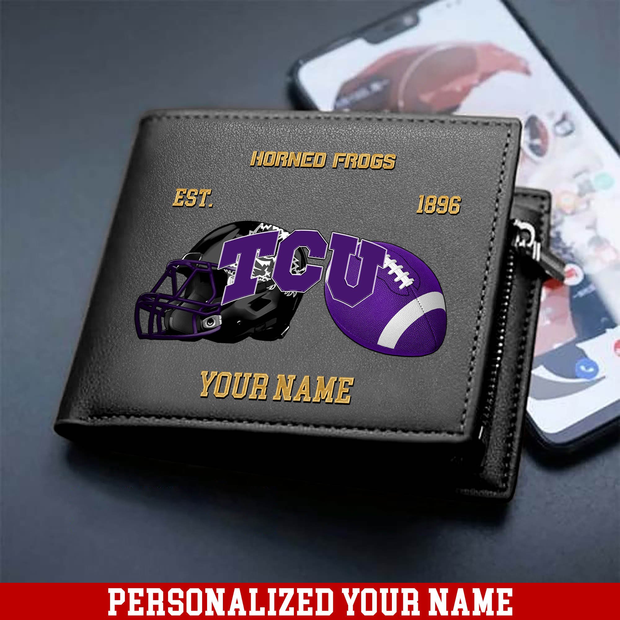 Alternative view of TCU Horned Frogs Men Wallet 2024 Version Personalized Your Name, Football Men Wallet For Fans, Gift For Football Lovers ETHY-54889