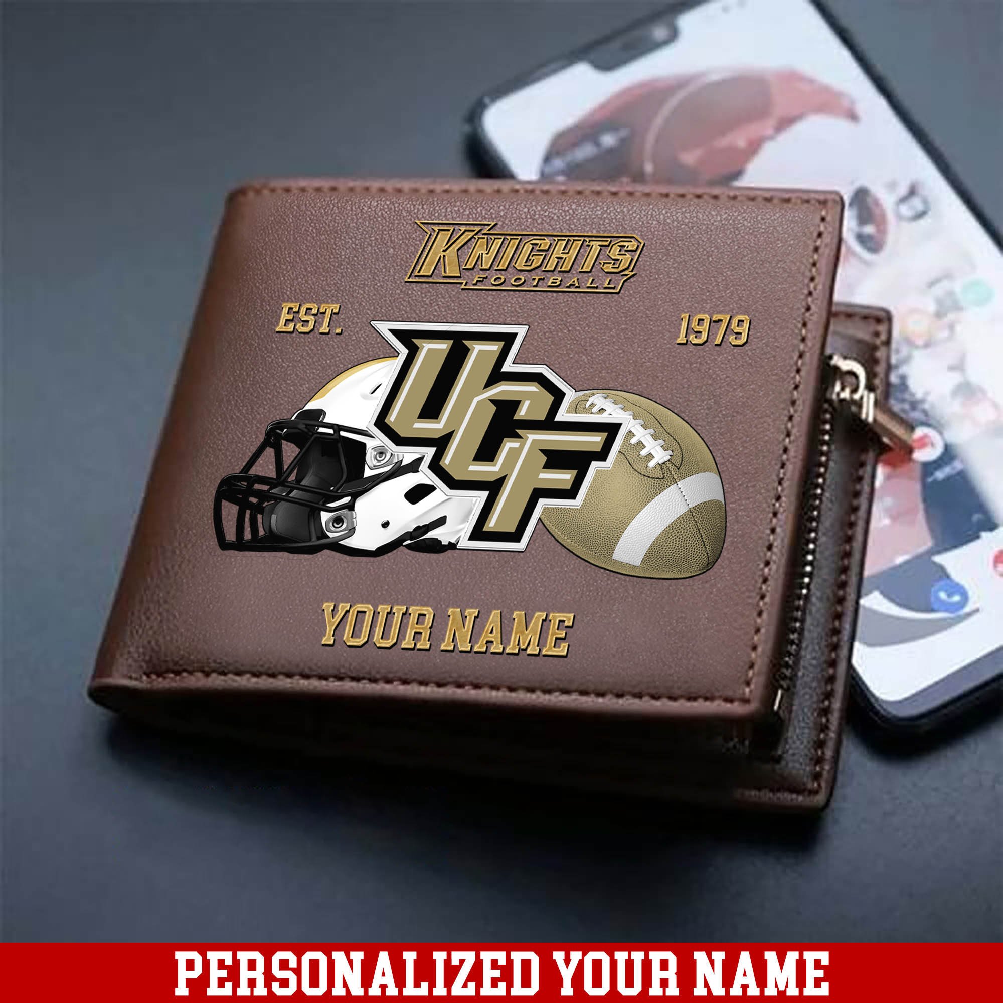 UCF Knights Men Wallet 2024 Version Personalized Your Name, Football Men Wallet For Fans, Gift For Football Lovers ETHY-54889