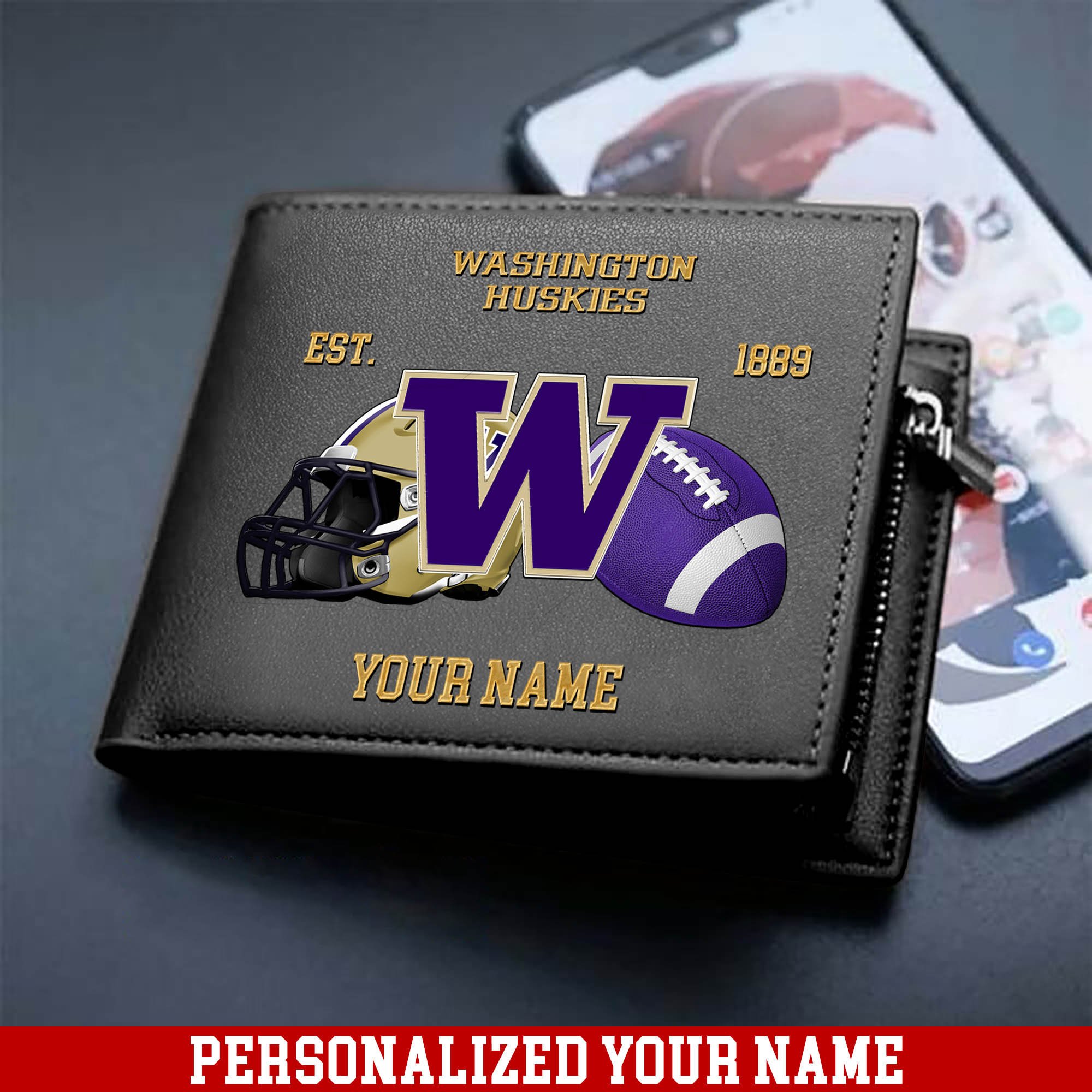 Alternative view of Washington Huskies Men Wallet 2024 Version Personalized Your Name, Football Men Wallet For Fans, Gift For Football Lovers ETHY-54889