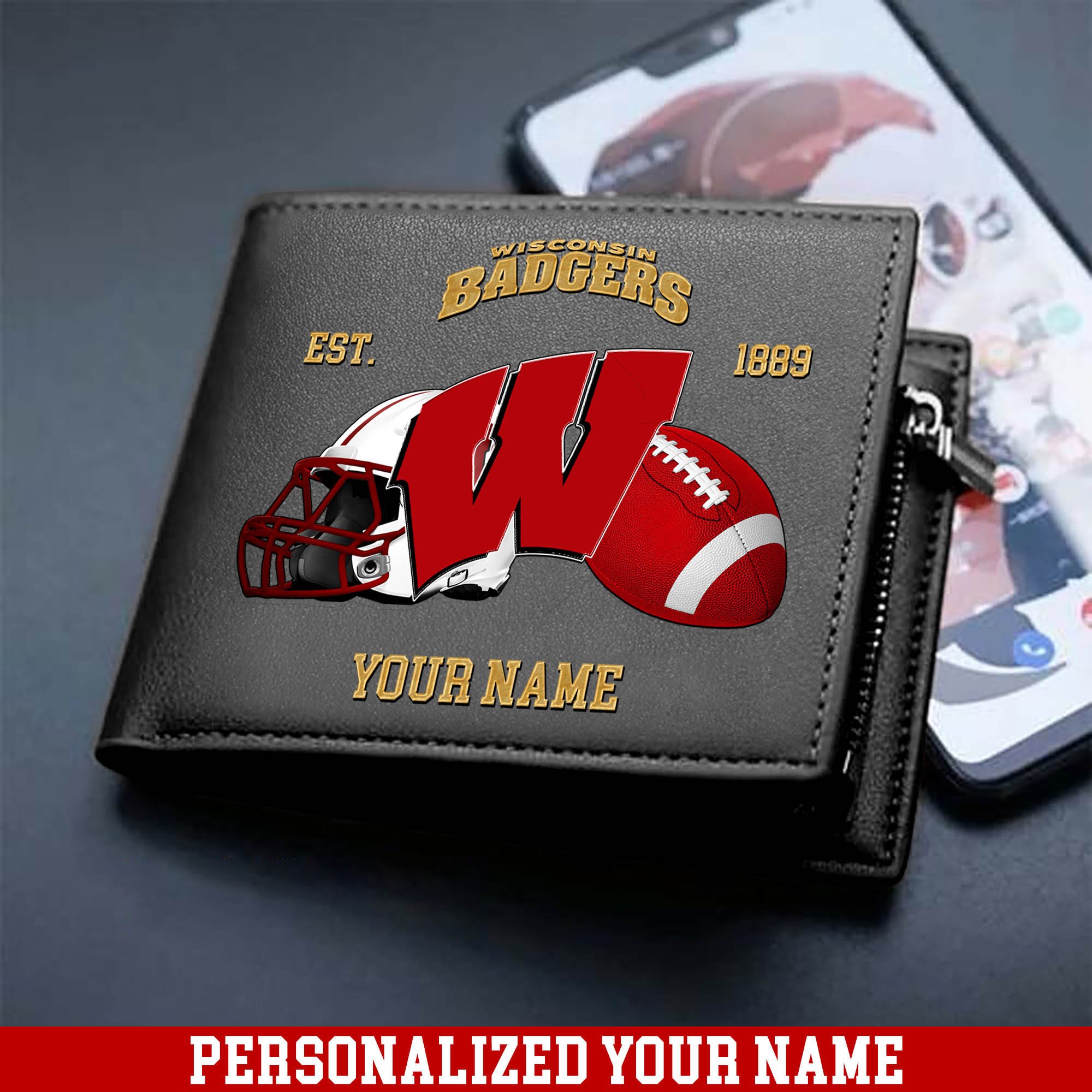 Alternative view of Wisconsin Badgers Men Wallet 2024 Version Personalized Your Name, Football Men Wallet For Fans, Gift For Football Lovers ETHY-54889