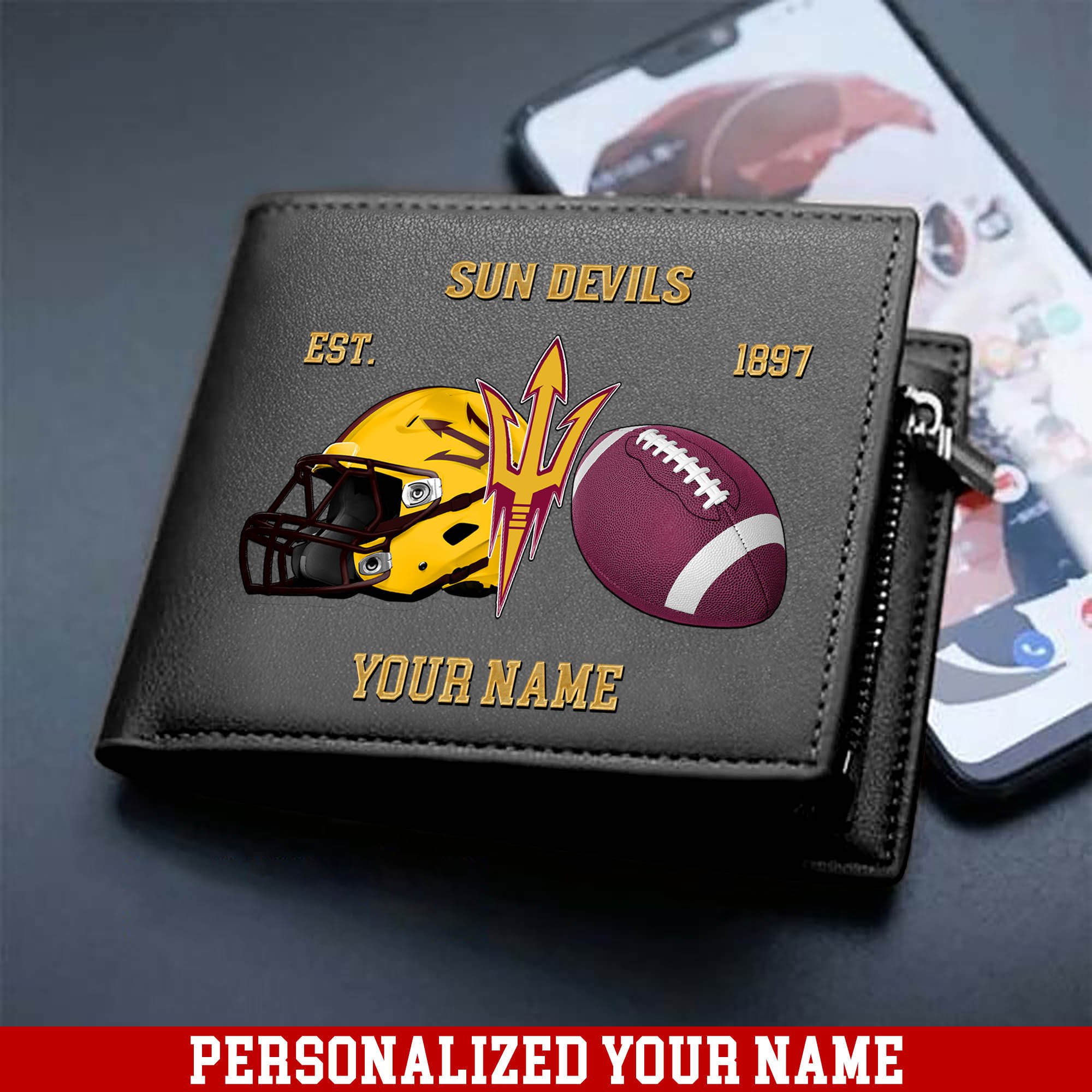 Alternative view of Arizona State Sun Devils Men Wallet 2024 Version Personalized Your Name, Football Men Wallet For Fans, Gift For Football Lovers ETHY-54889