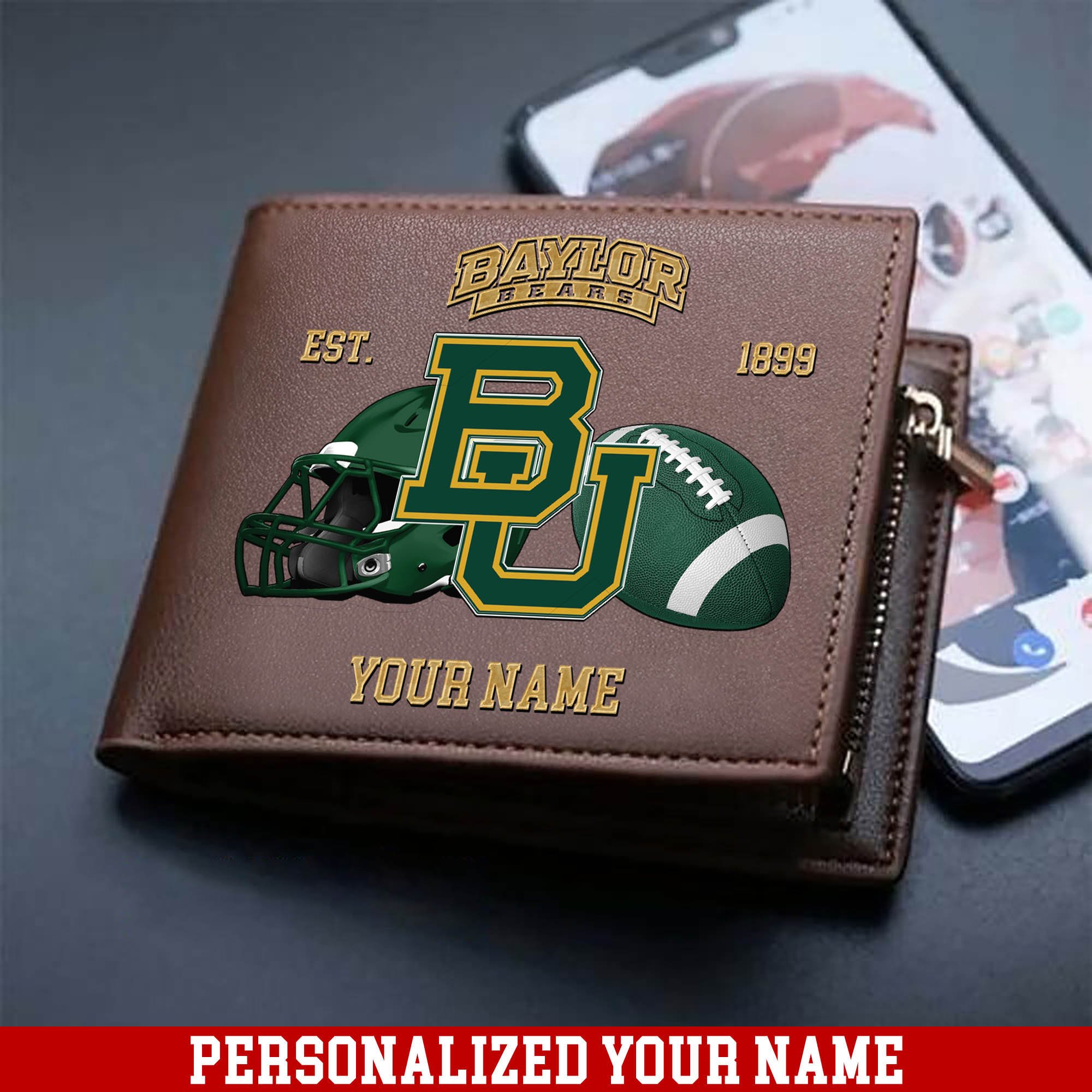 Baylor Bears Men Wallet 2024 Version Personalized Your Name, Football Men Wallet For Fans, Gift For Football Lovers ETHY-54889