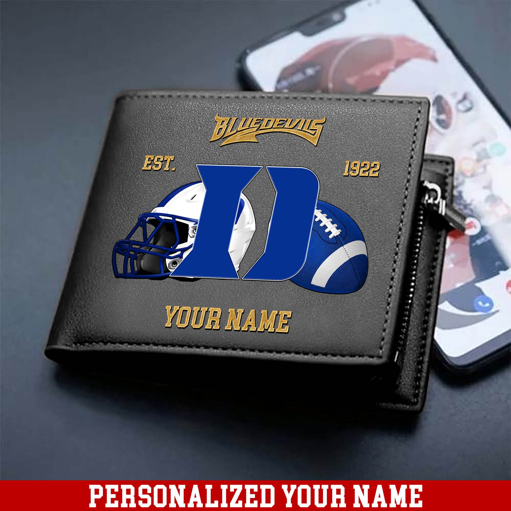 Alternative view of Duke Blue Devils Men Wallet 2024 Version Personalized Your Name, Football Men Wallet For Fans, Gift For Football Lovers ETHY-54889