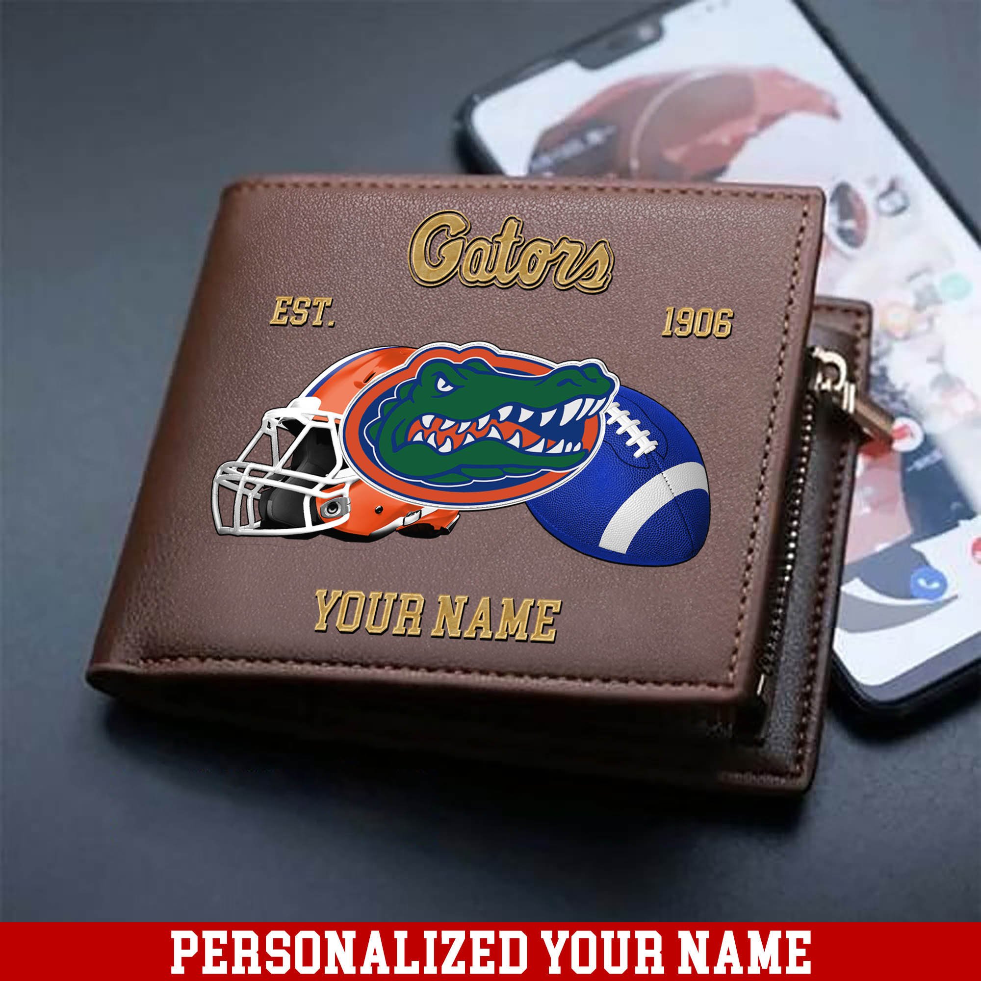 Florida Gators Men Wallet 2024 Version Personalized Your Name, Football Men Wallet For Fans, Gift For Football Lovers ETHY-54889