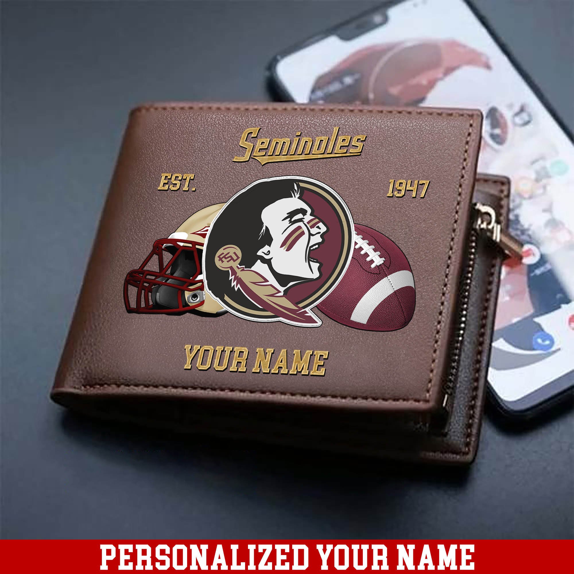 Florida State Seminoles Men Wallet 2024 Version Personalized Your Name, Football Men Wallet For Fans, Gift For Football Lovers ETHY-54889