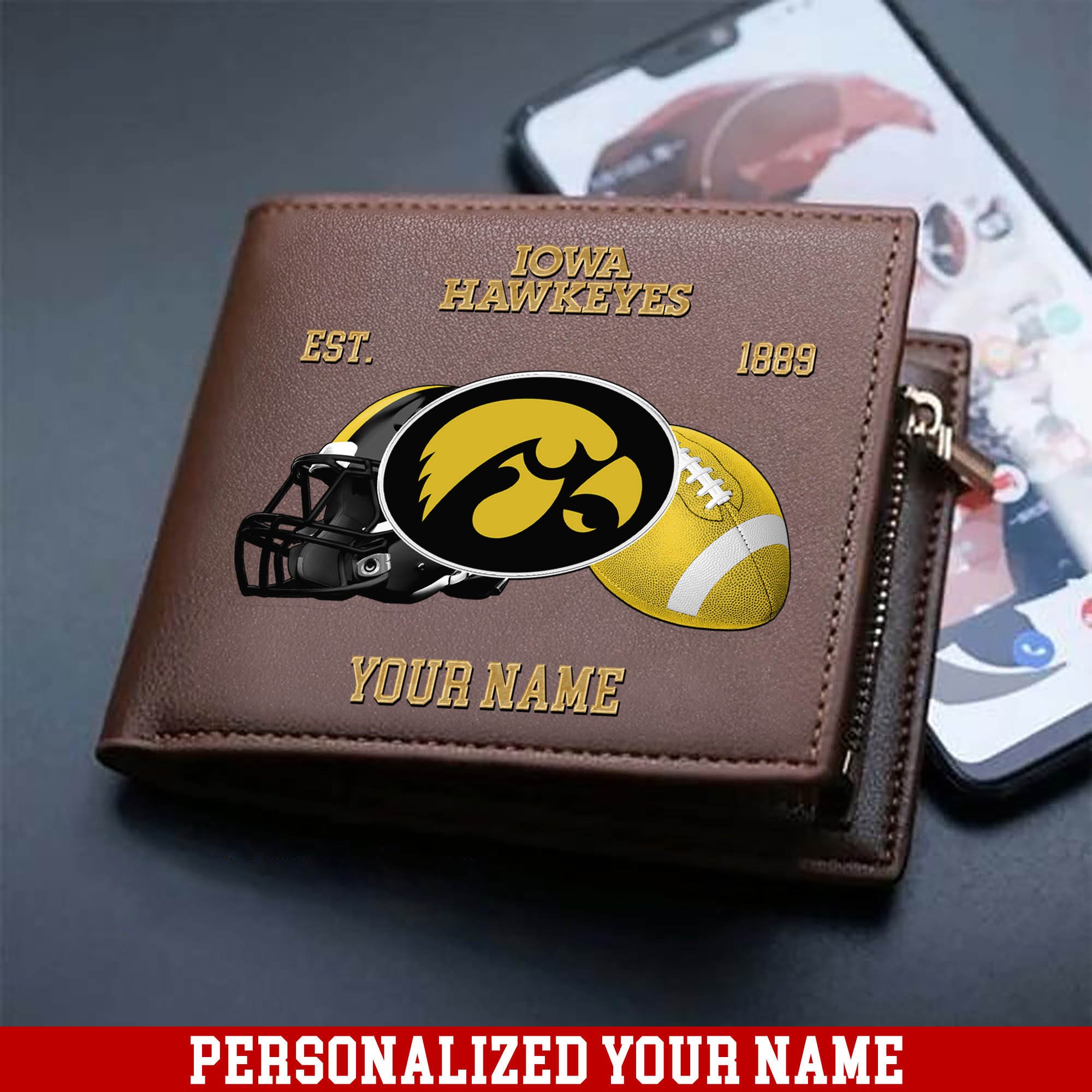 Iowa Hawkeyes Men Wallet 2024 Version Personalized Your Name, Football Men Wallet For Fans, Gift For Football Lovers ETHY-54889