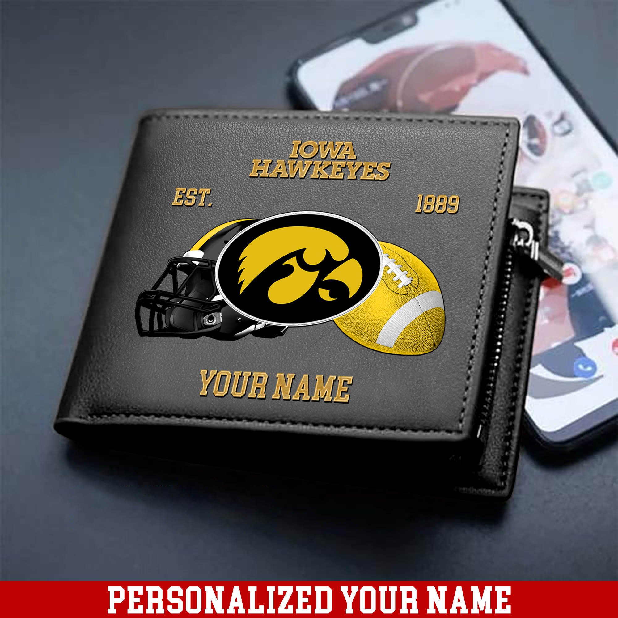 Alternative view of Iowa Hawkeyes Men Wallet 2024 Version Personalized Your Name, Football Men Wallet For Fans, Gift For Football Lovers ETHY-54889