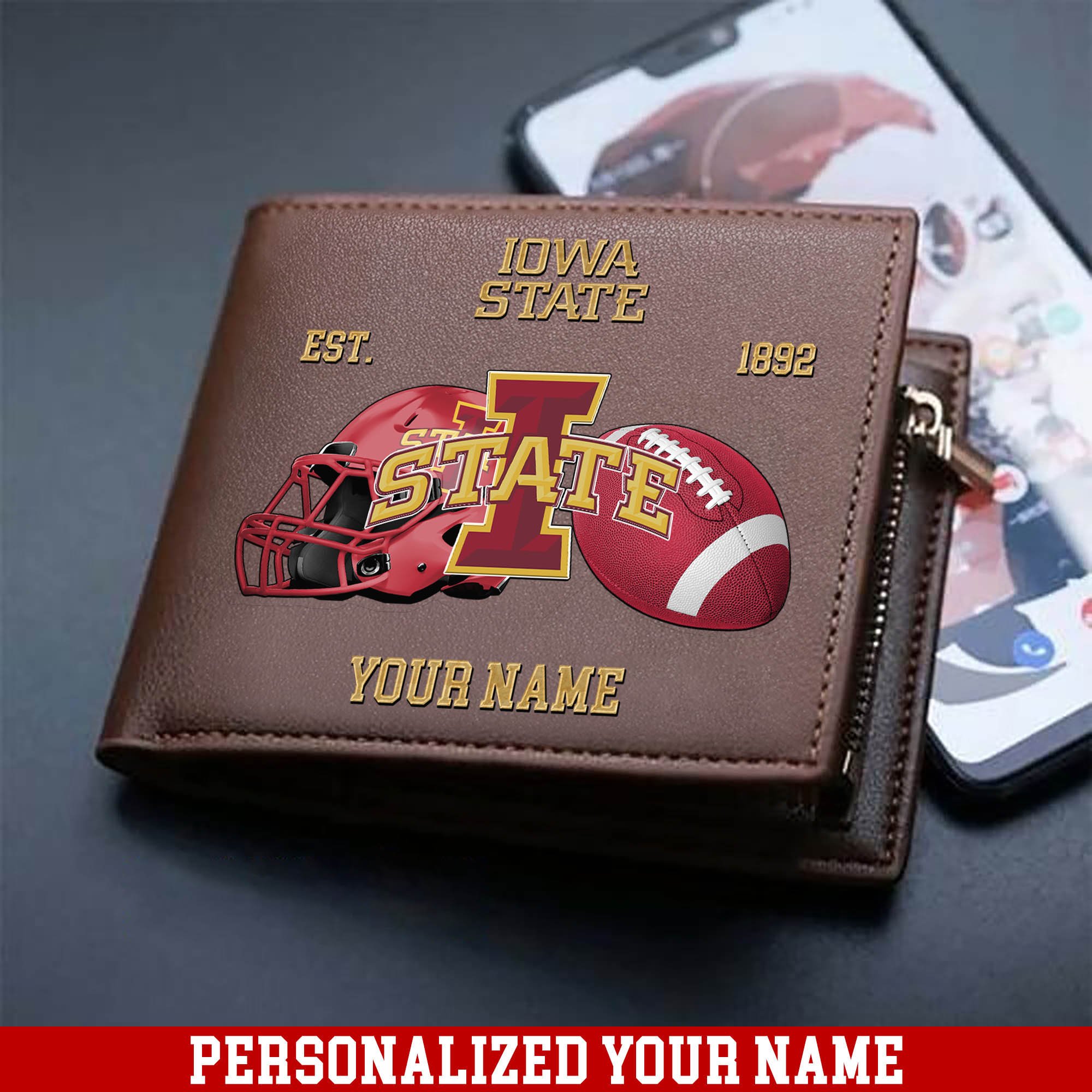 Iowa State Cyclones Men Wallet 2024 Version Personalized Your Name, Football Men Wallet For Fans, Gift For Football Lovers ETHY-54889