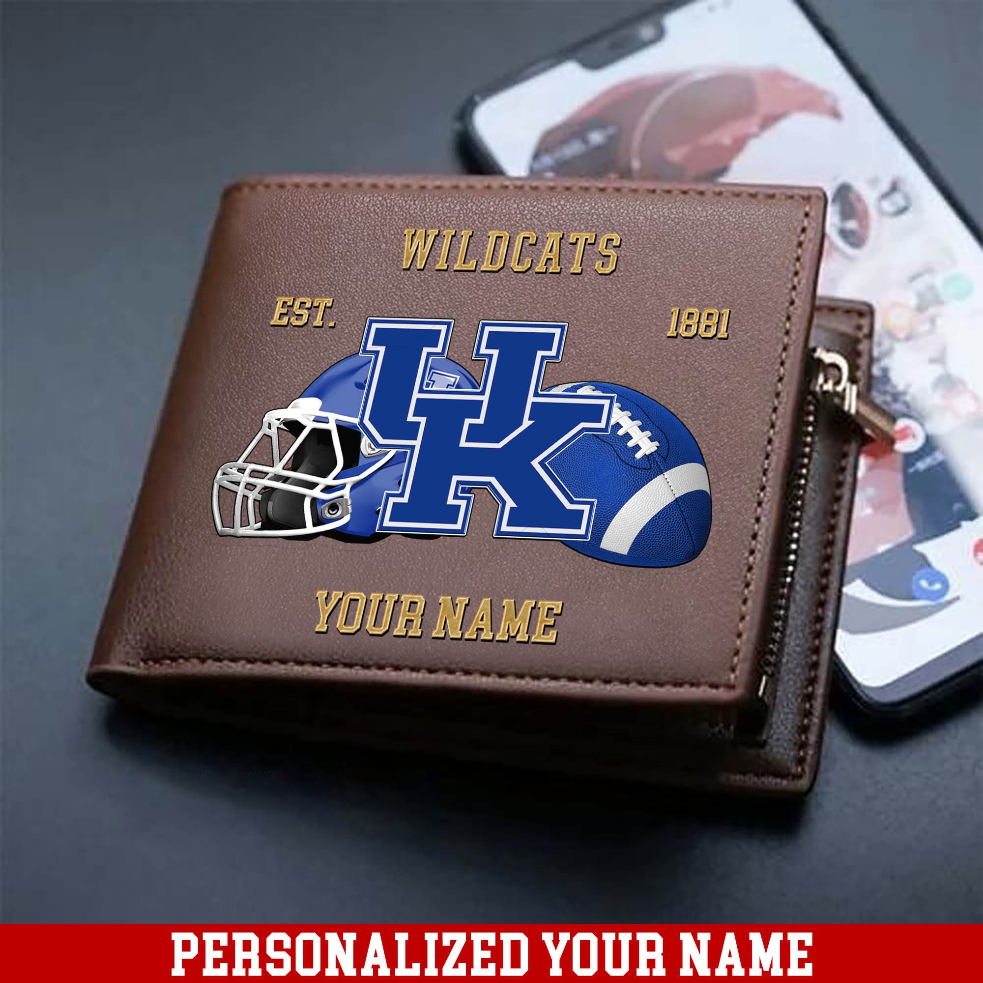 Kentucky Wildcats Men Wallet 2024 Version Personalized Your Name, Football Men Wallet For Fans, Gift For Football Lovers ETHY-54889