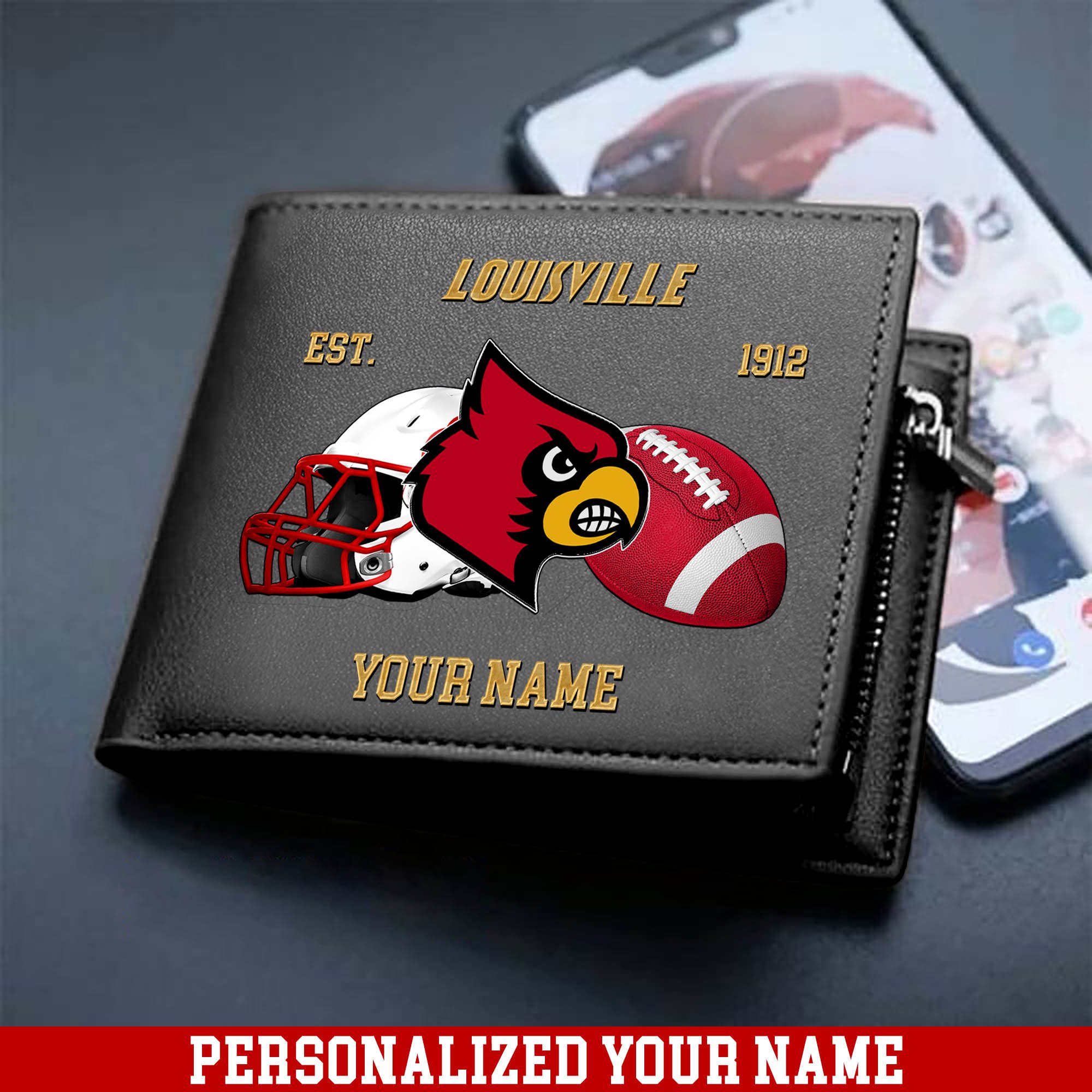 Alternative view of Louisville Cardinals Men Wallet 2024 Version Personalized Your Name, Football Men Wallet For Fans, Gift For Football Lovers ETHY-54889