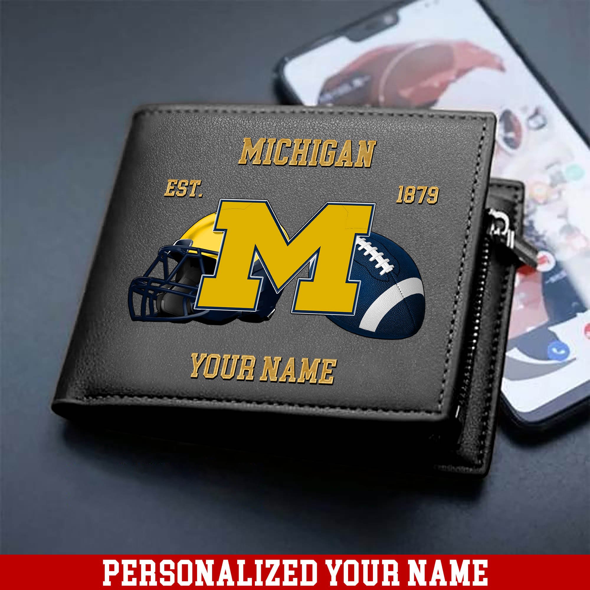 Alternative view of Michigan Wolverines Men Wallet 2024 Version Personalized Your Name, Football Men Wallet For Fans, Gift For Football Lovers ETHY-54889