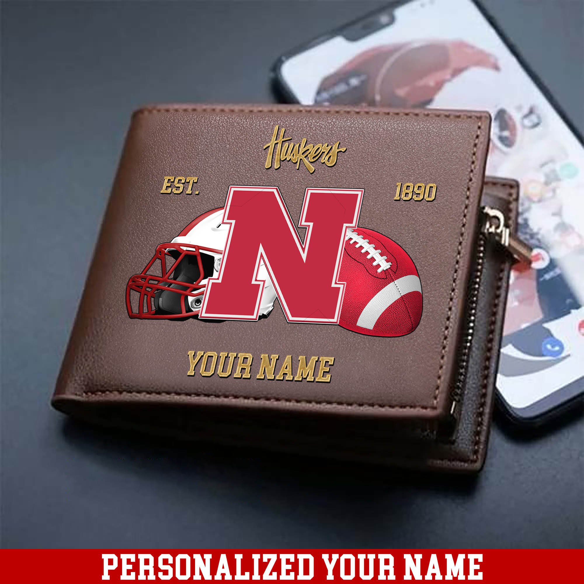 Nebraska Cornhuskers Men Wallet 2024 Version Personalized Your Name, Football Men Wallet For Fans, Gift For Football Lovers ETHY-54889