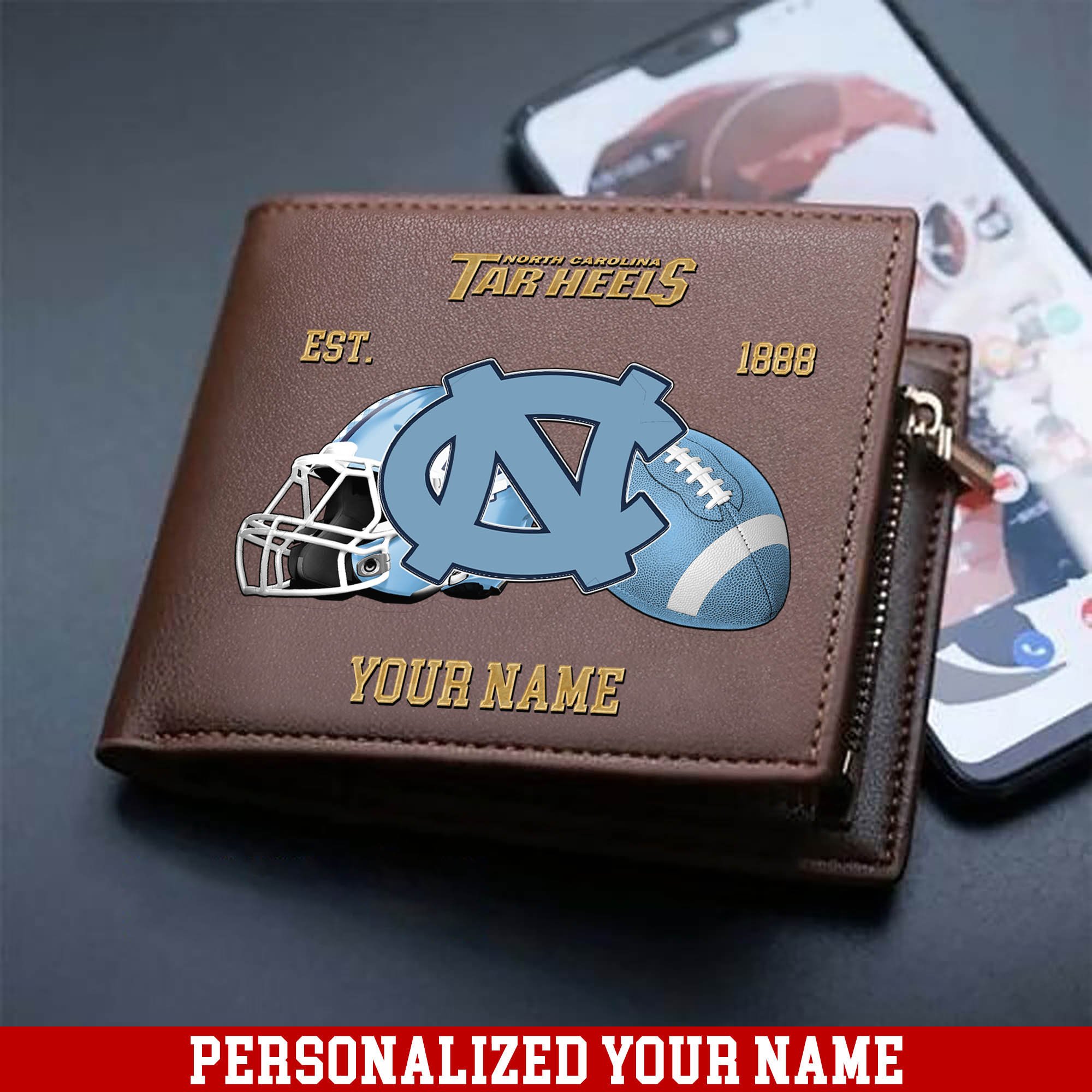 North Carolina Tar Heels Men Wallet 2024 Version Personalized Your Name, Football Men Wallet For Fans, Gift For Football Lovers ETHY-54889