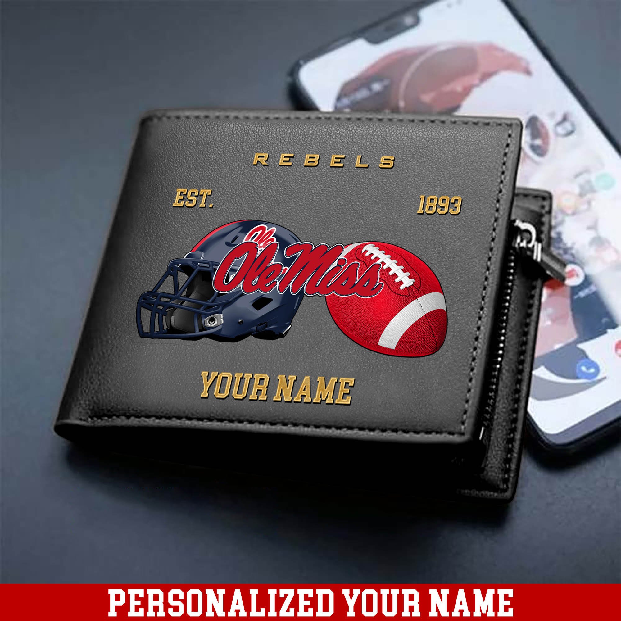 Alternative view of Ole Miss Rebels Men Wallet 2024 Version Personalized Your Name, Football Men Wallet For Fans, Gift For Football Lovers ETHY-54889