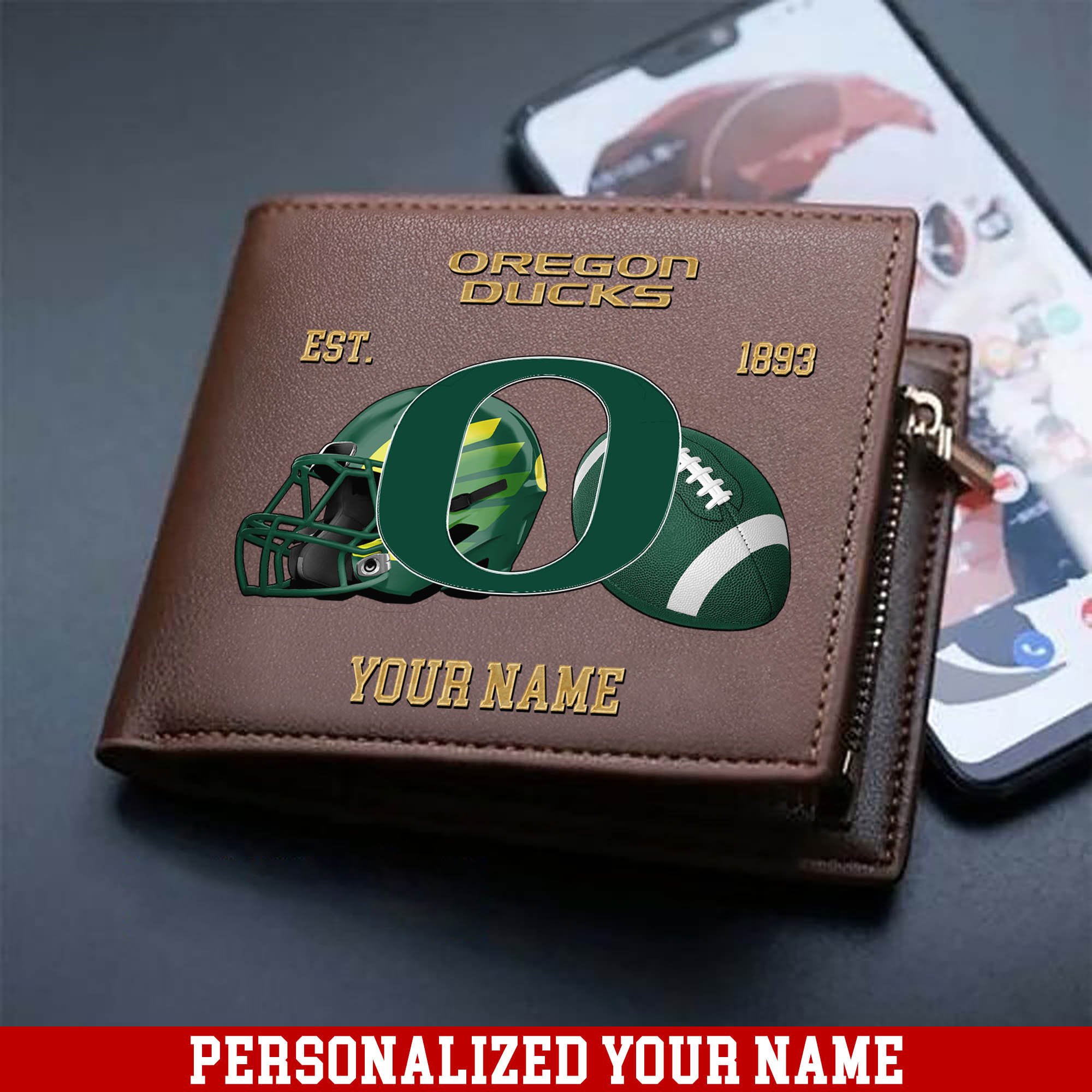 Oregon Ducks Men Wallet 2024 Version Personalized Your Name, Football Men Wallet For Fans, Gift For Football Lovers ETHY-54889