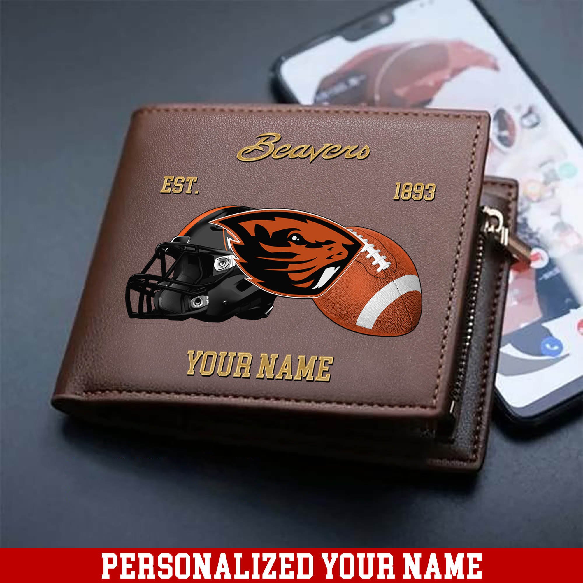 Oregon State Beavers Men Wallet 2024 Version Personalized Your Name, Football Men Wallet For Fans, Gift For Football Lovers ETHY-54889