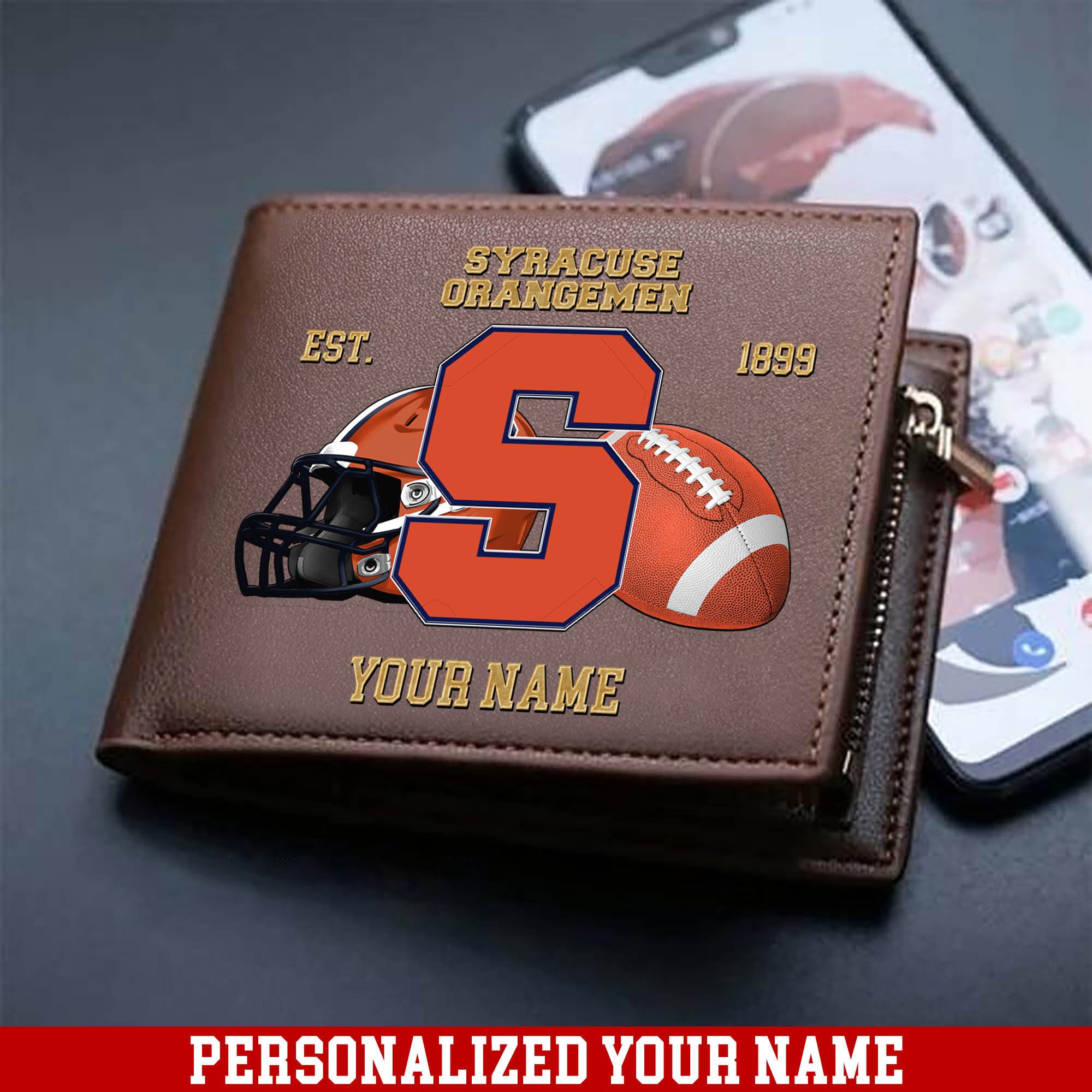 Syracuse Orange Men Wallet 2024 Version Personalized Your Name, Football Men Wallet For Fans, Gift For Football Lovers ETHY-54889