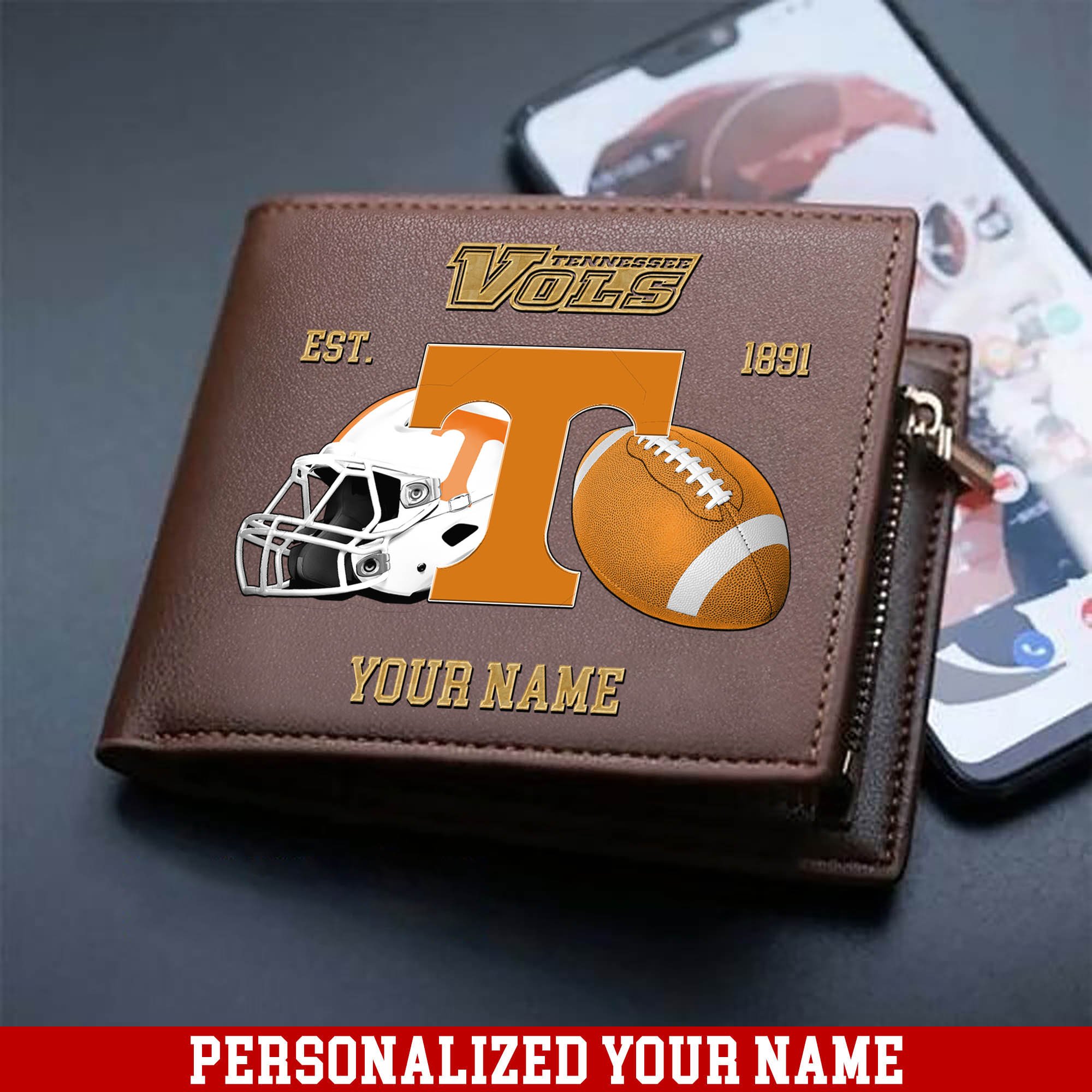 Tennessee Volunteers Men Wallet 2024 Version Personalized Your Name, Football Men Wallet For Fans, Gift For Football Lovers ETHY-54889